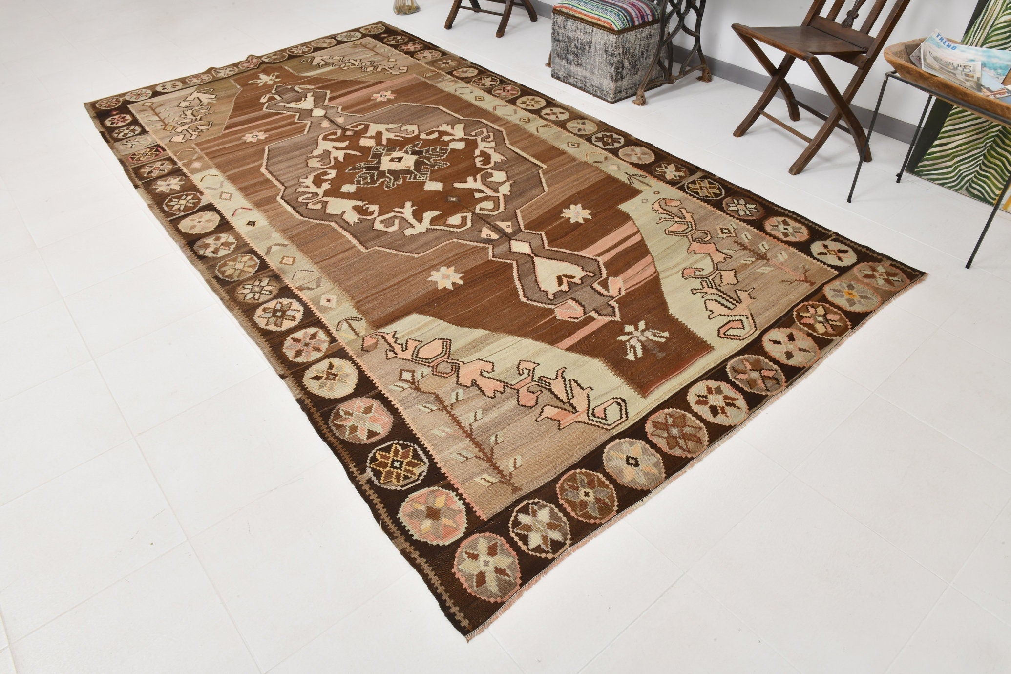 Vintage Kilim Anatolian 6'3" x 11'8" ft
