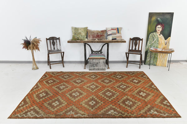 Vintage Kilim Anatolian 6'3" x 8'8" ft