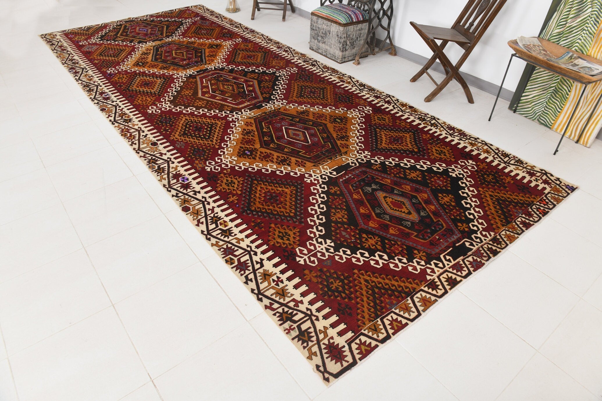 Vintage Kilim Anatolian 6’4’’ x 15’2’’ ft