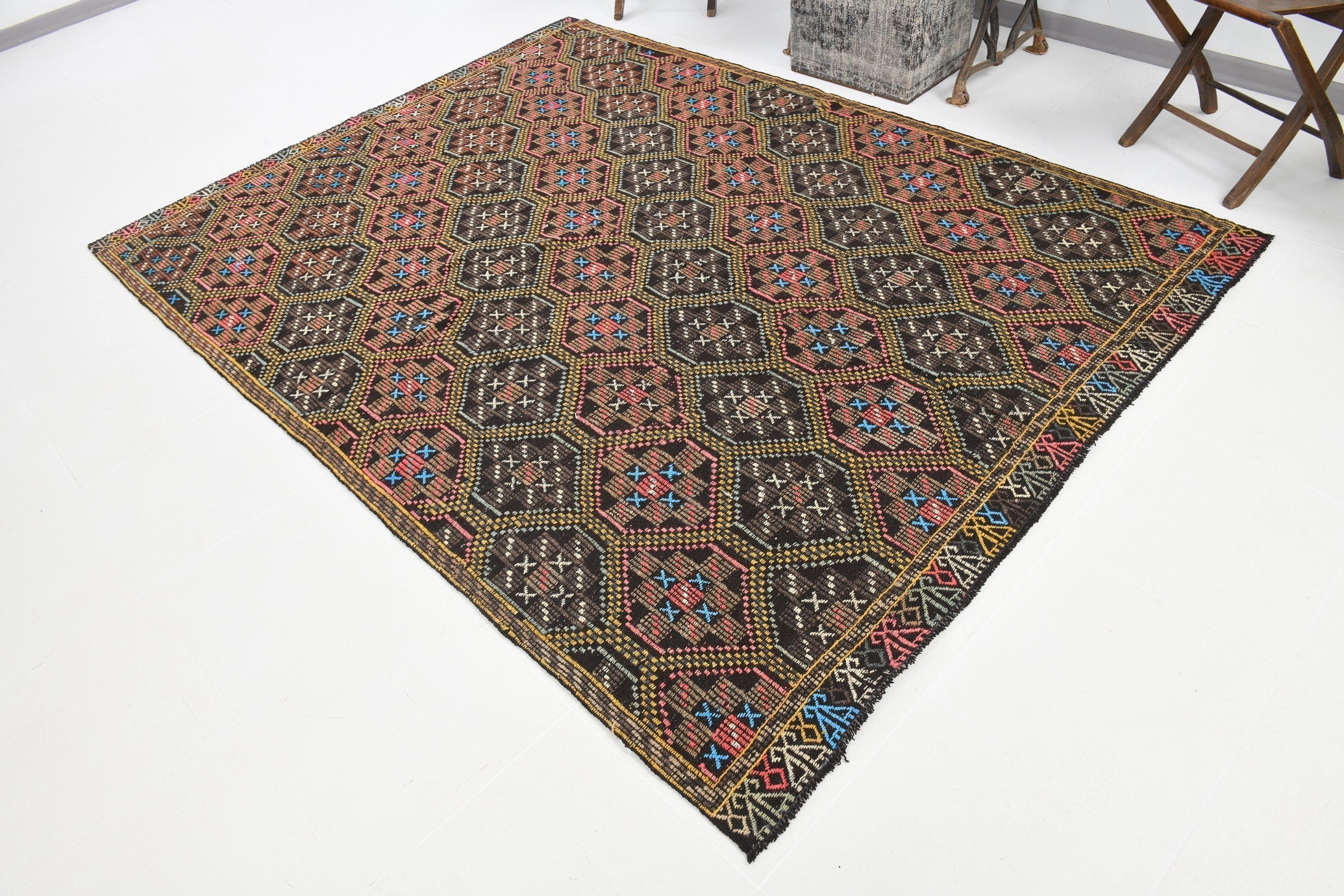 Vintage Kilim Anatolian 6'4" x 8'7" ft