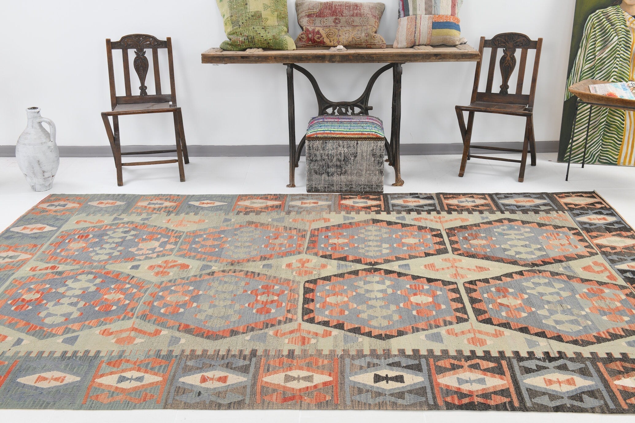 Vintage Kilim Anatolian 6’5’’ x 10’8’’ ft