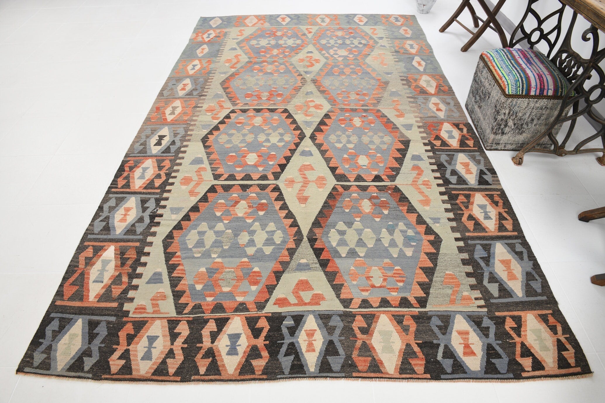 Vintage Kilim Anatolian 6’5’’ x 10’8’’ ft