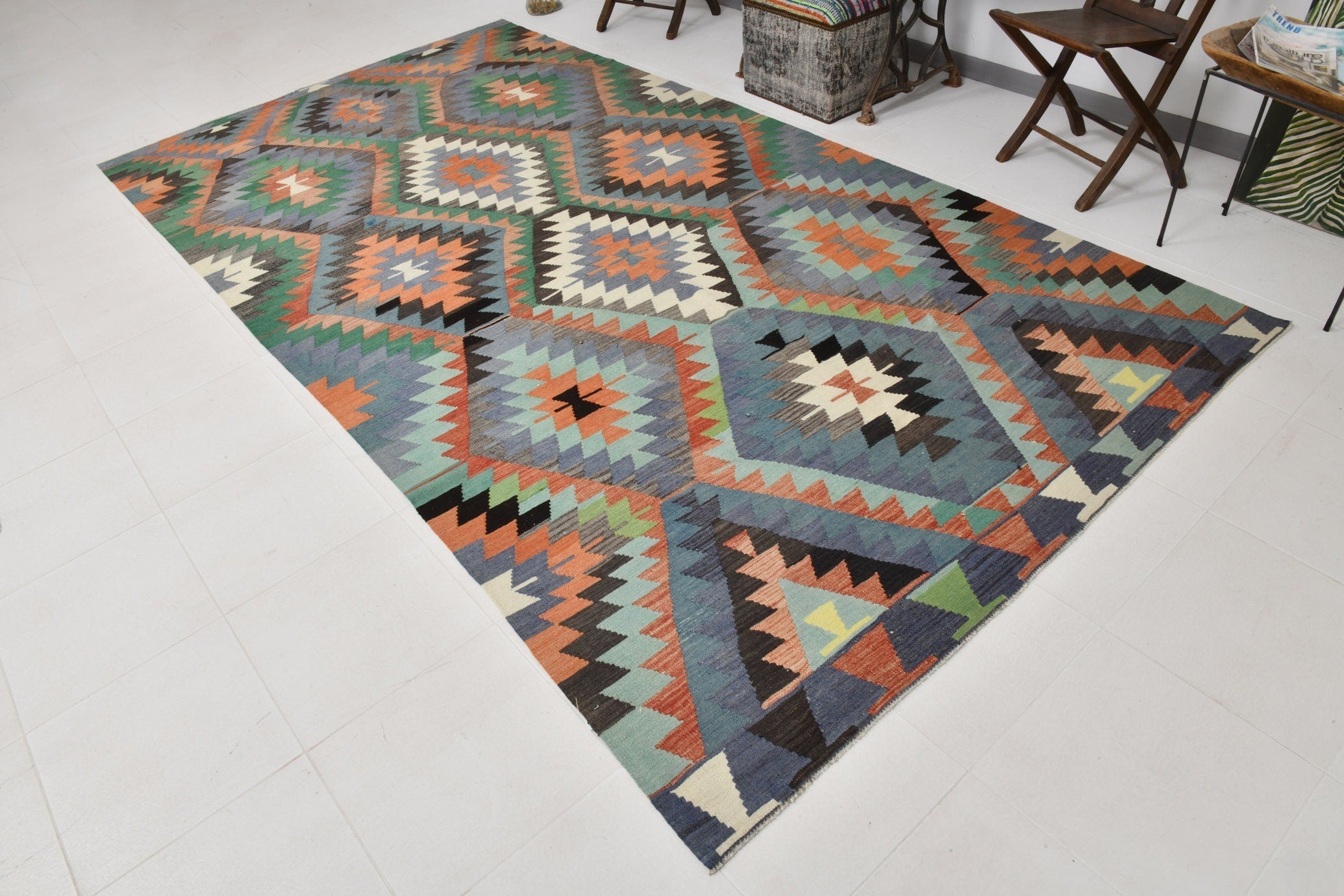 Vintage Kilim Anatolian 6’5’’ x 12’2’’ ft