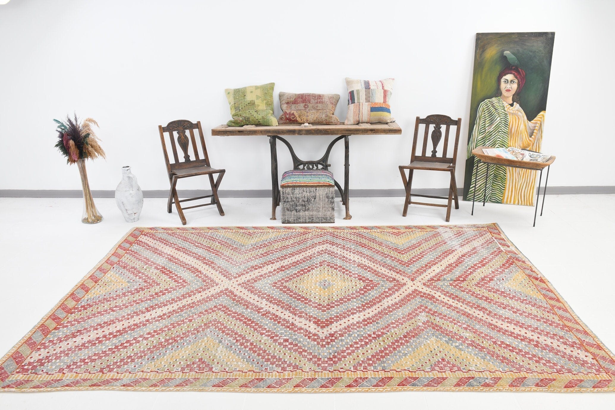 Vintage Kilim Anatolian 6'7" x 10'3" ft