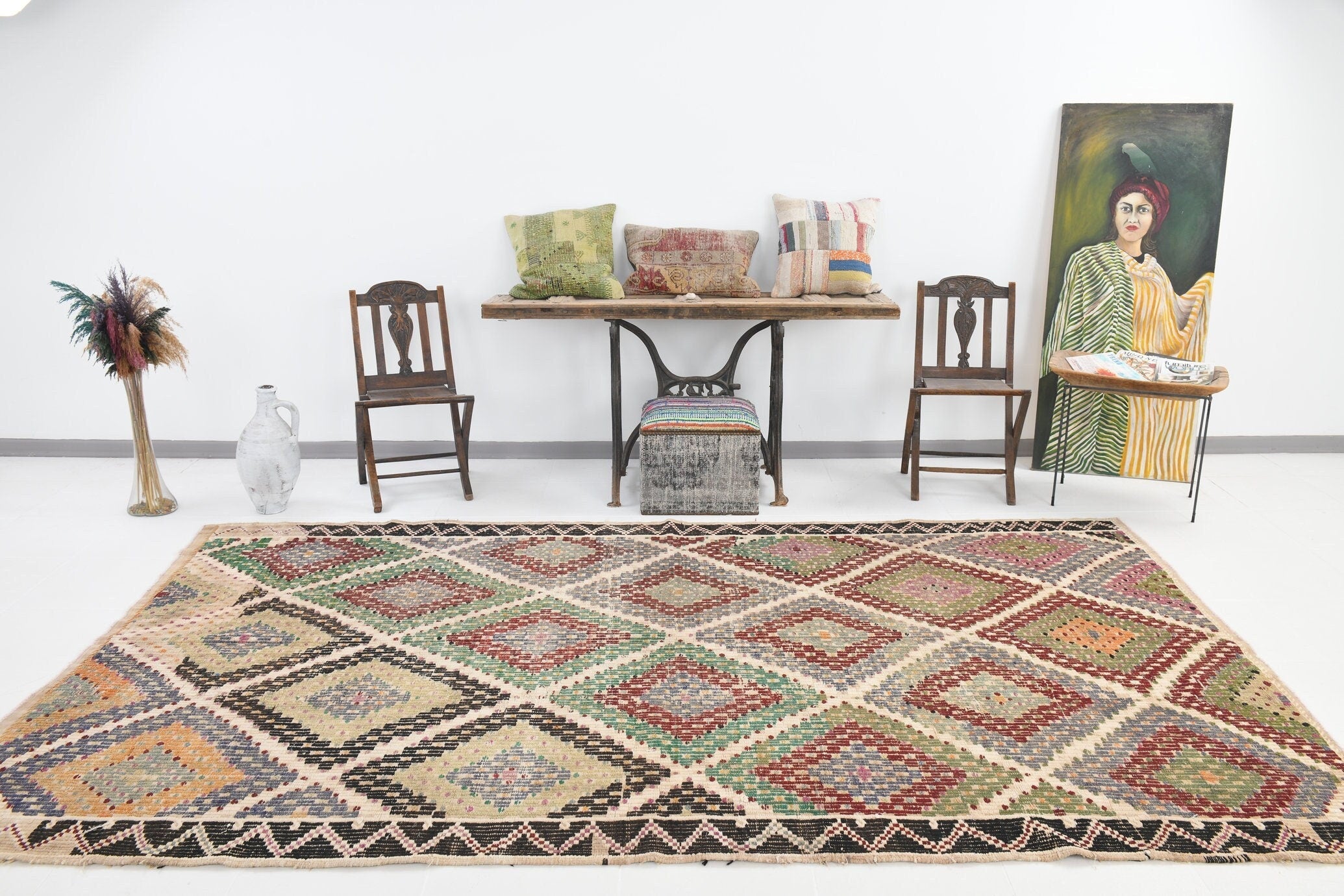 Vintage Kilim Anatolian 6'7" x 11'5" ft