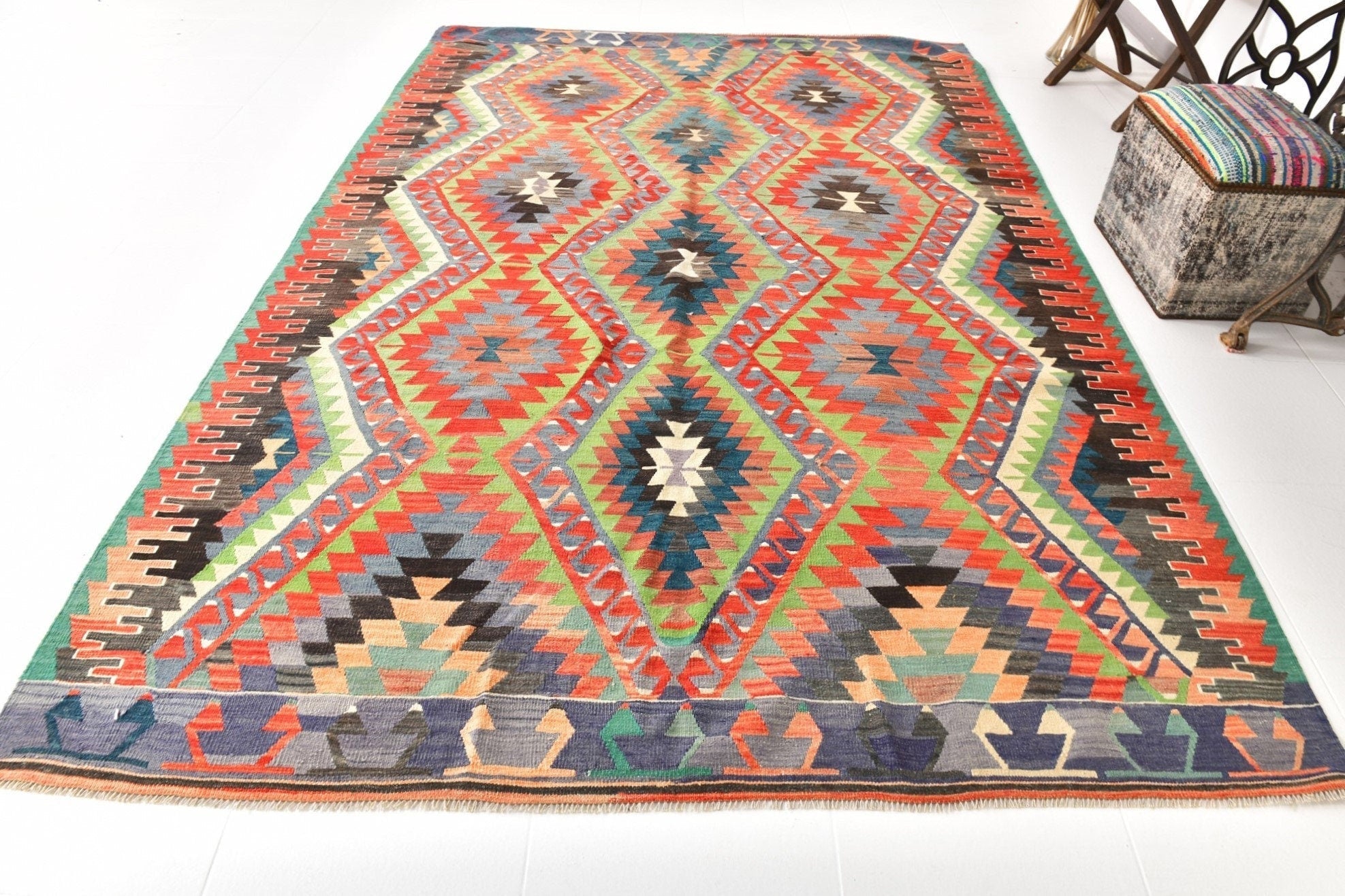 Vintage Kilim Anatolian 6'7" x 9'10" ft