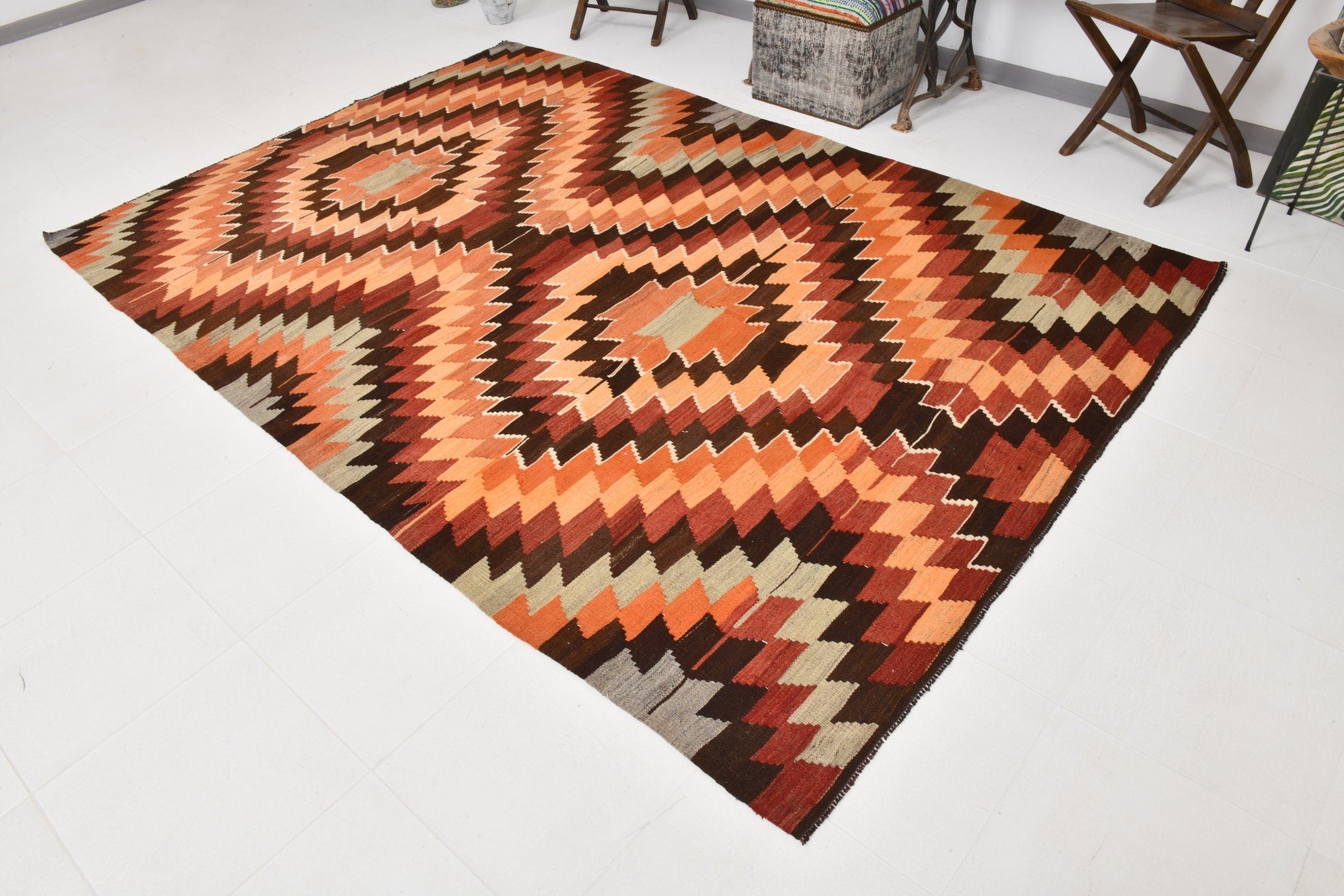 Vintage Kilim Anatolian 6'7" x 9'7" ft