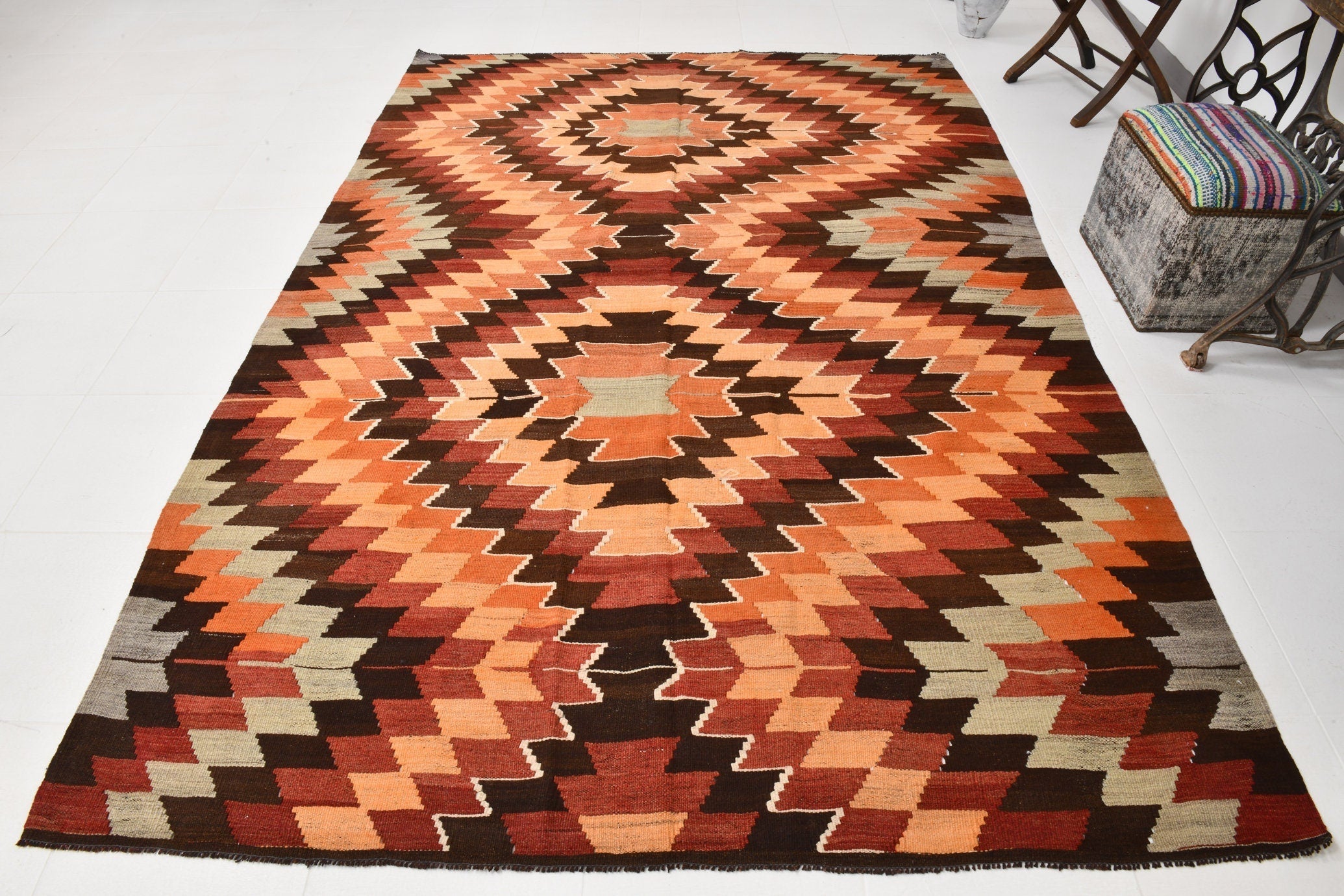 Vintage Kilim Anatolian 6'7" x 9'7" ft