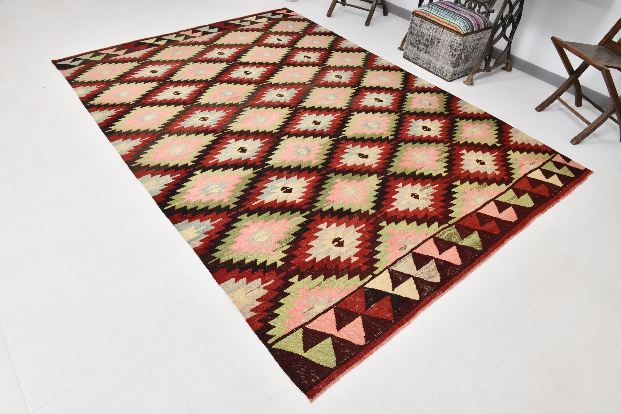 Vintage Kilim Anatolian 6’8’’ x 9’7’’ ft