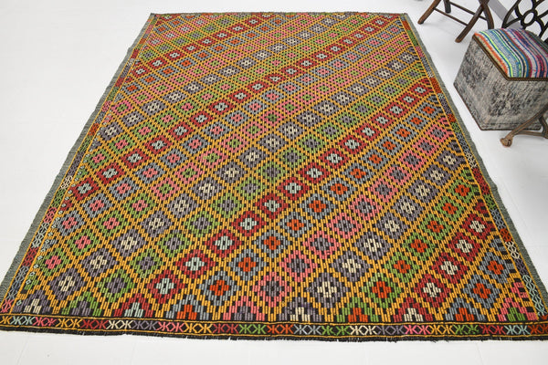Vintage Kilim Anatolian 7’1’’ x 8’8’’ ft