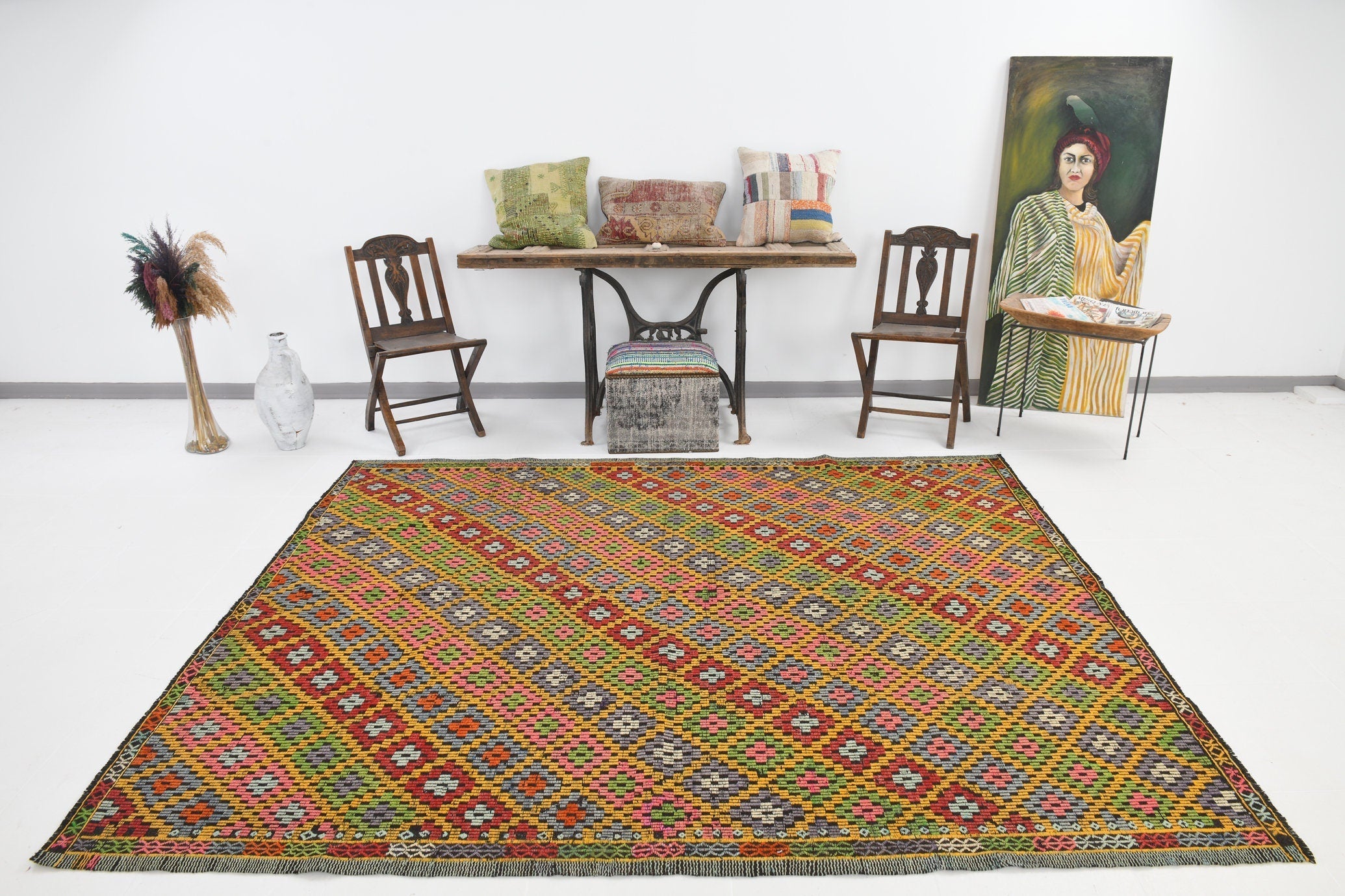 Vintage Kilim Anatolian 7’1’’ x 8’8’’ ft