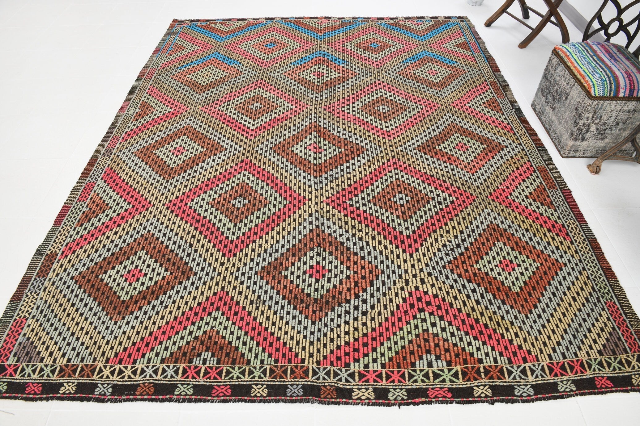 Vintage Kilim Anatolian 7'2" x 9'0" ft