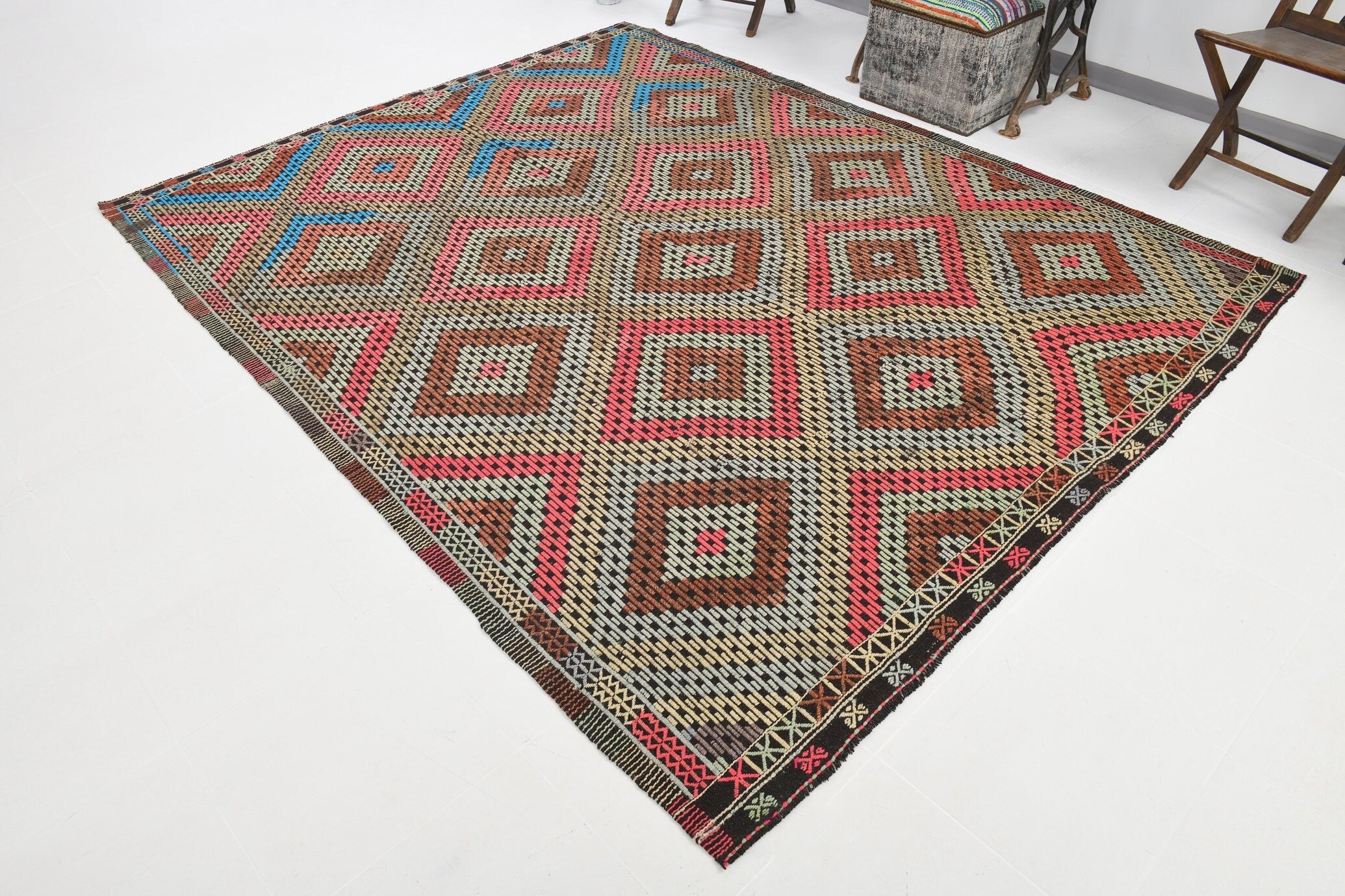 Vintage Kilim Anatolian 7'2" x 9'0" ft