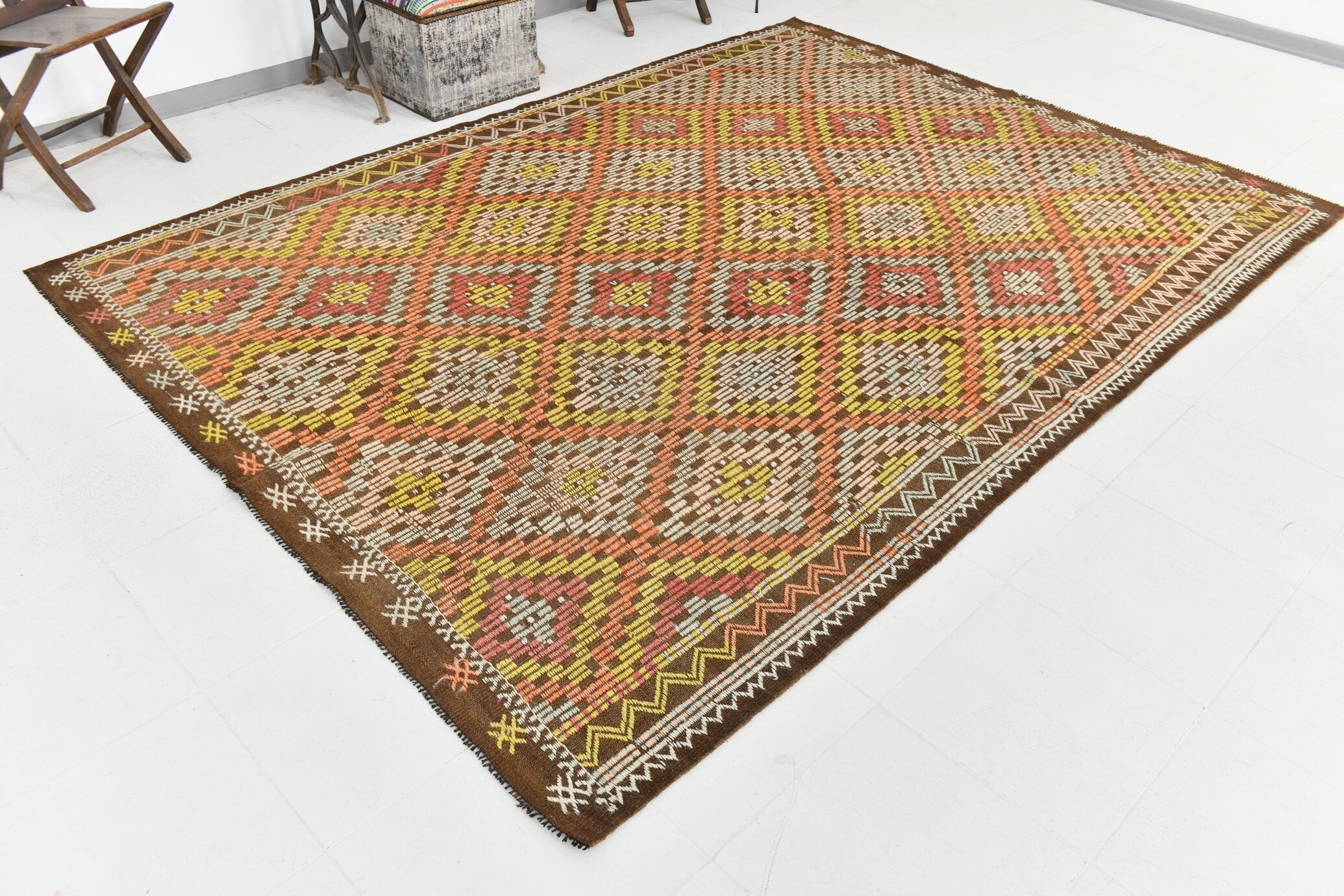 Vintage Kilim Anatolian 7'7" x 10'4" ft