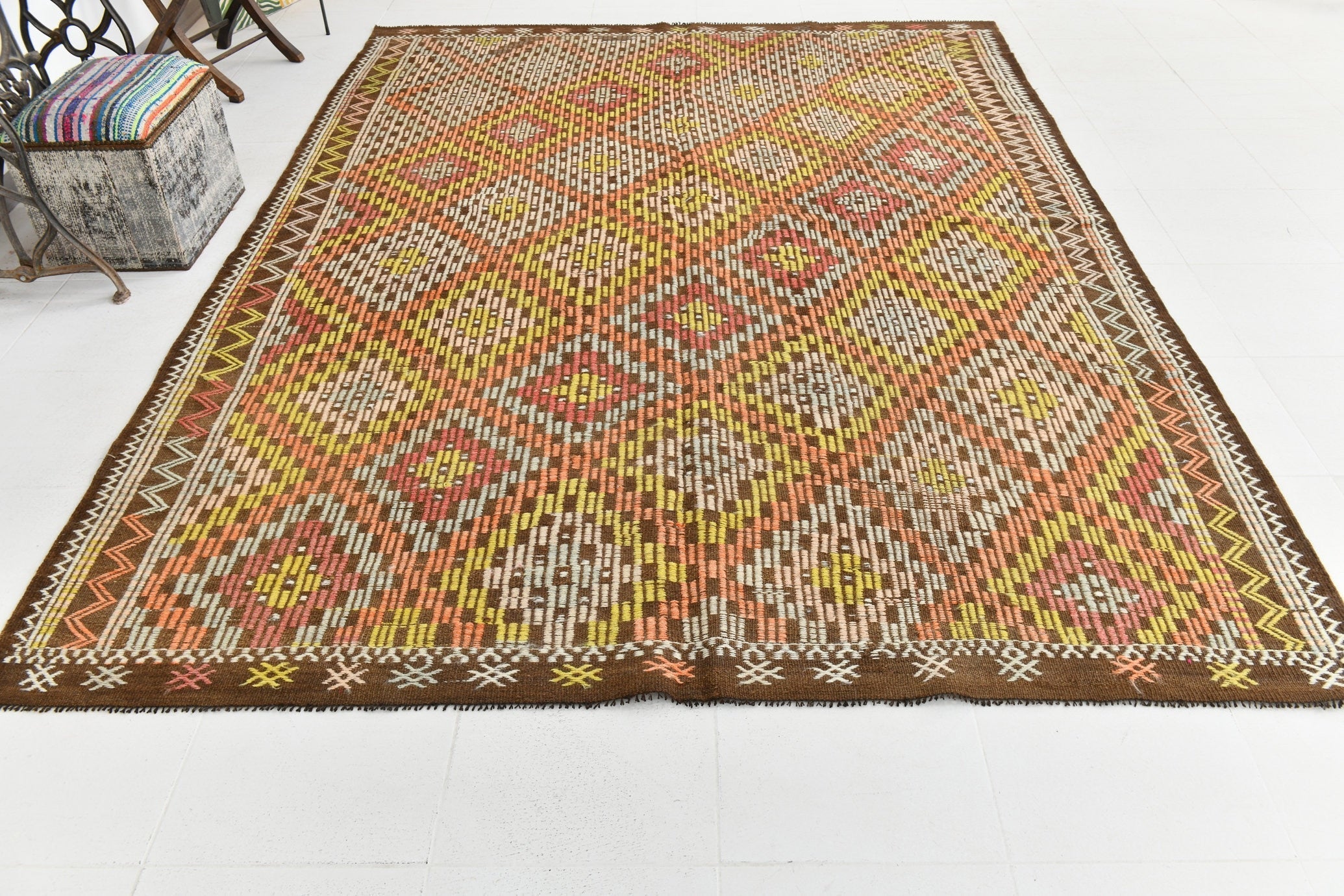 Vintage Kilim Anatolian 7'7" x 10'4" ft