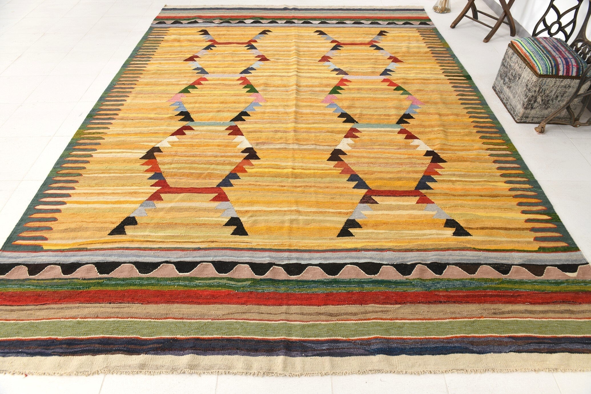 Vintage Kilim Anatolian 8'10" x 11'12" ft
