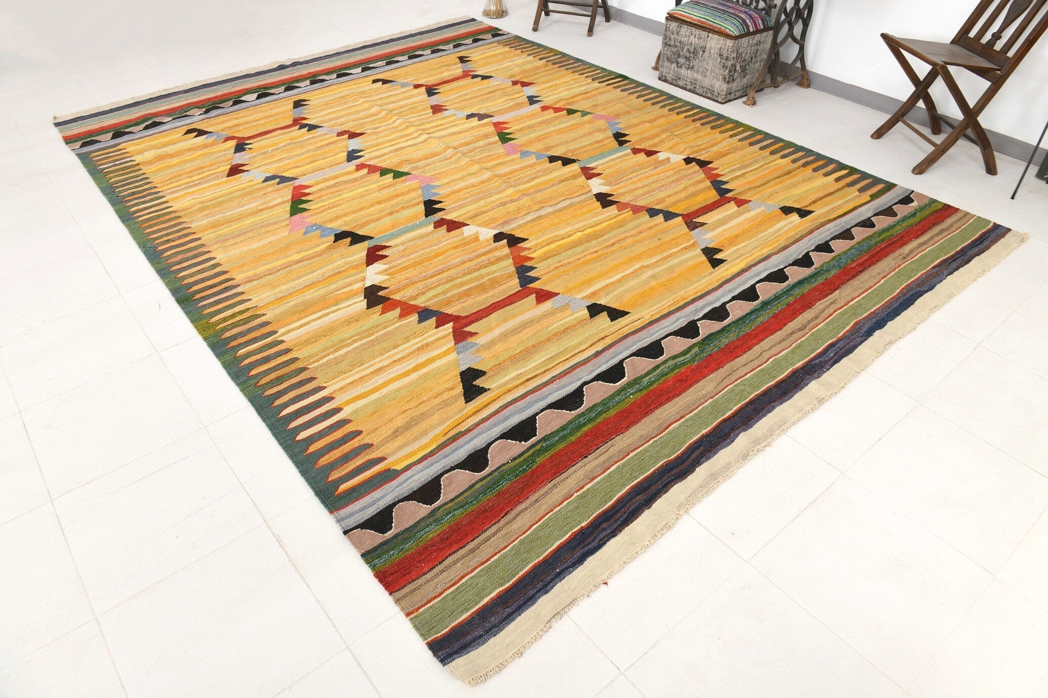 Vintage Kilim Anatolian 8'10" x 11'12" ft