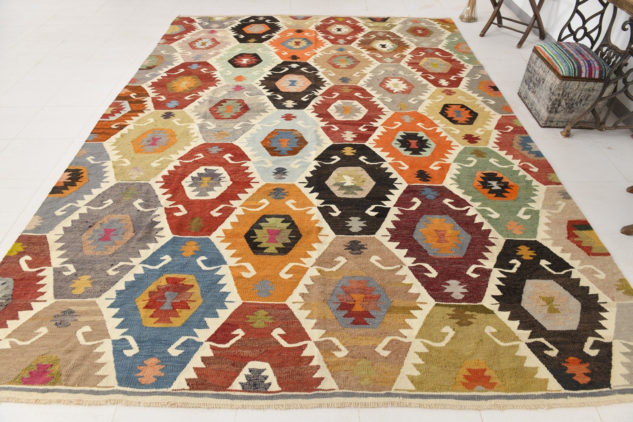 Vintage Kilim Anatolian 8’11’’ x 12’7’’ ft