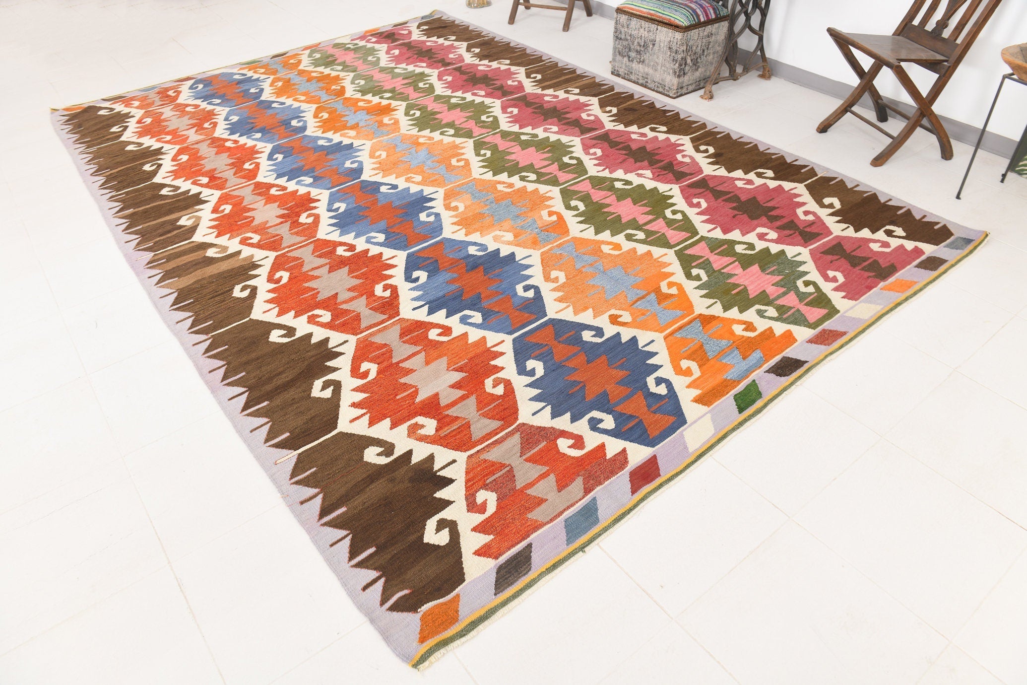 Vintage Kilim Anatolian 8’4’’ x 12’1’’ ft