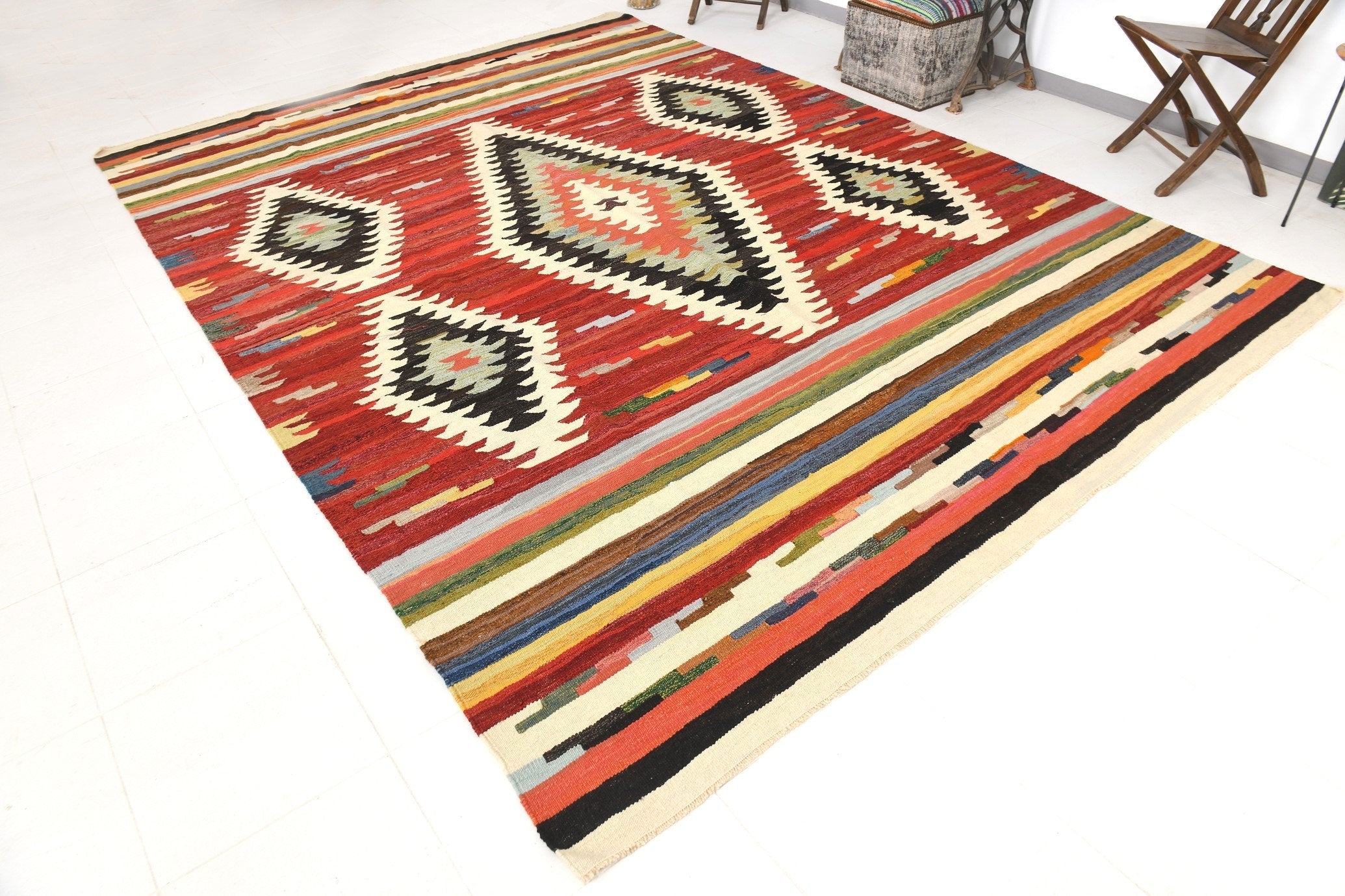 Vintage Kilim Anatolian 9'2" x 12'3" ft
