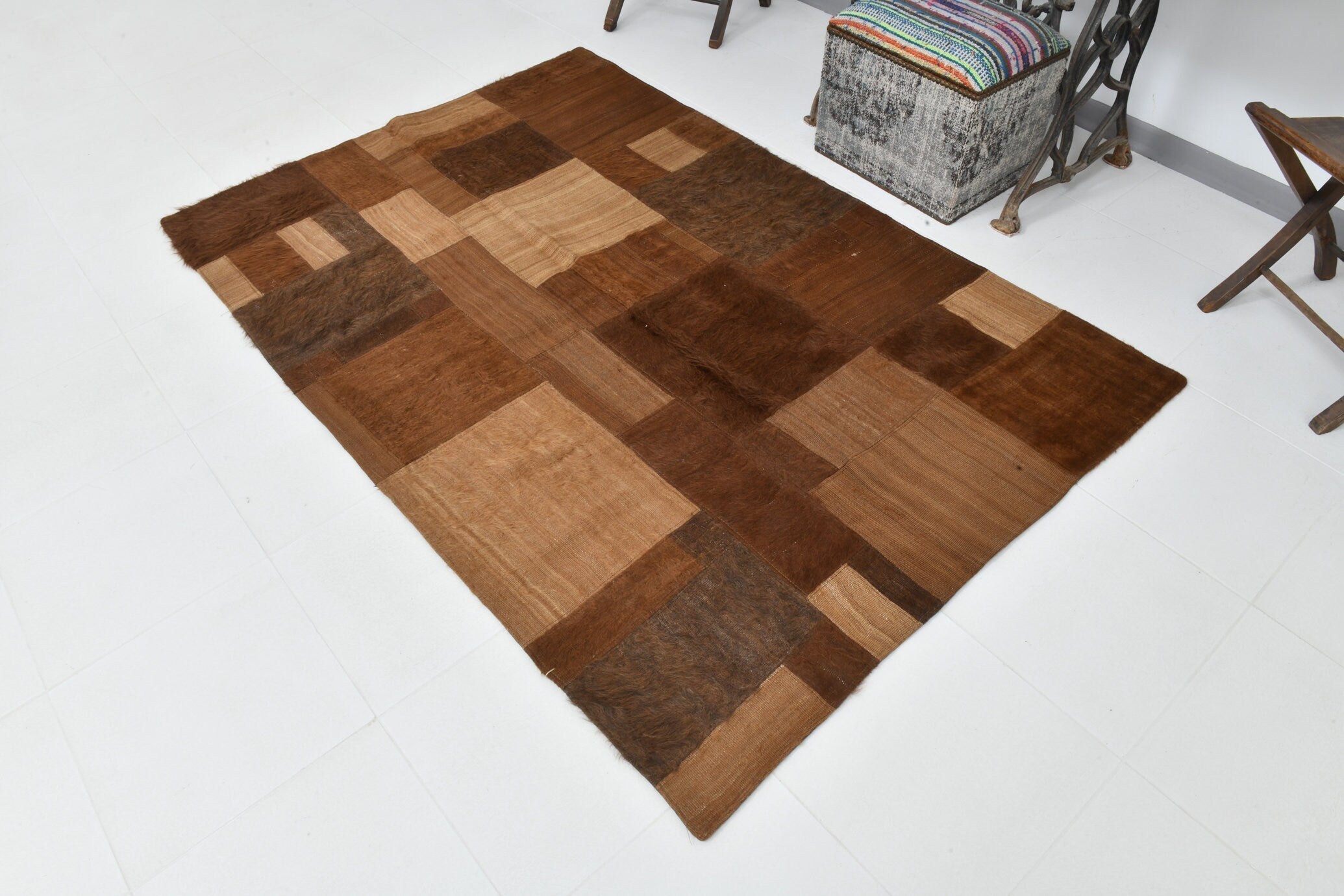 Vintage Kilim Angora Wool 4’5’’ x 6’8’’ ft