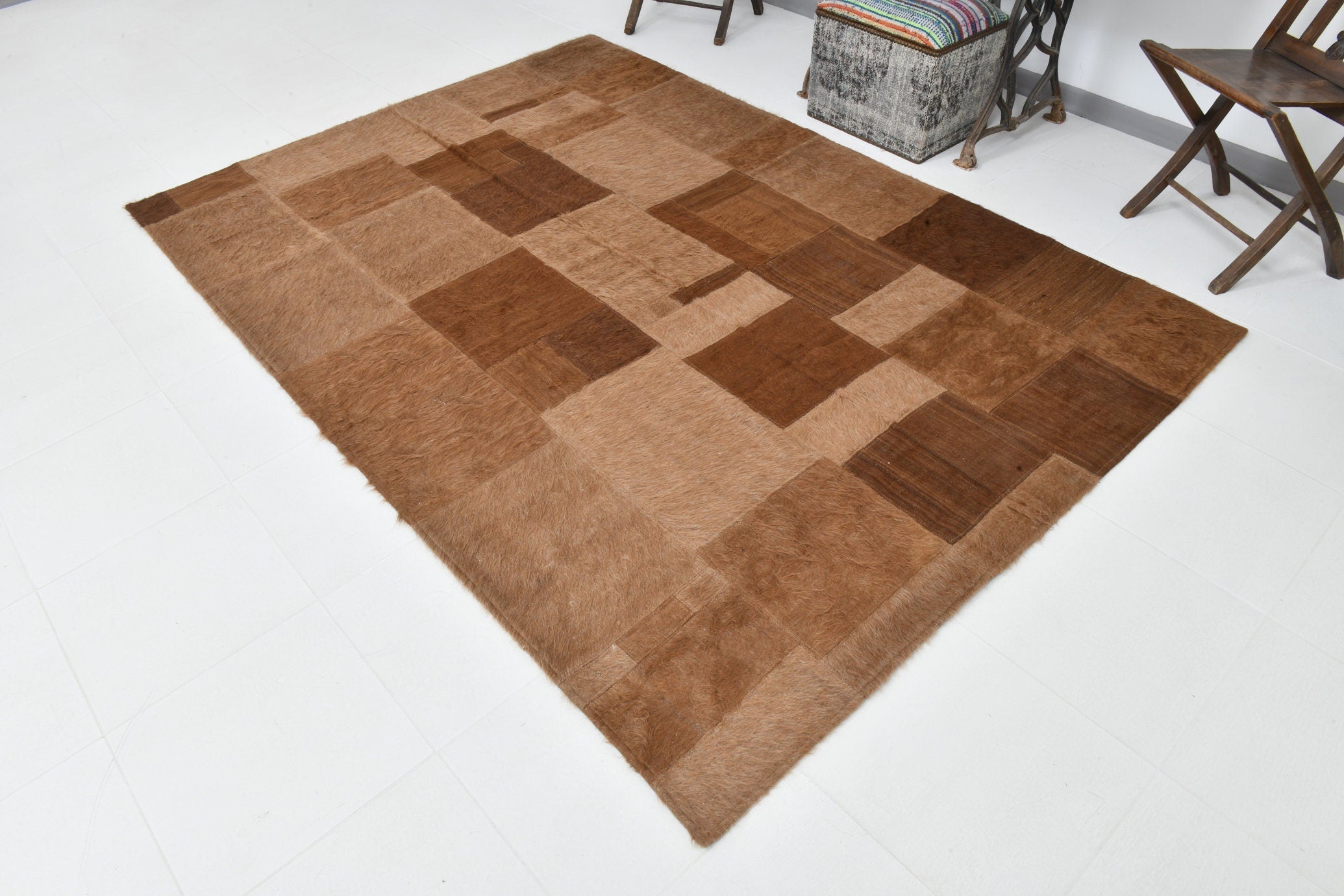 Vintage Kilim Angora Wool 5’10’’ x 8’4’’ ft
