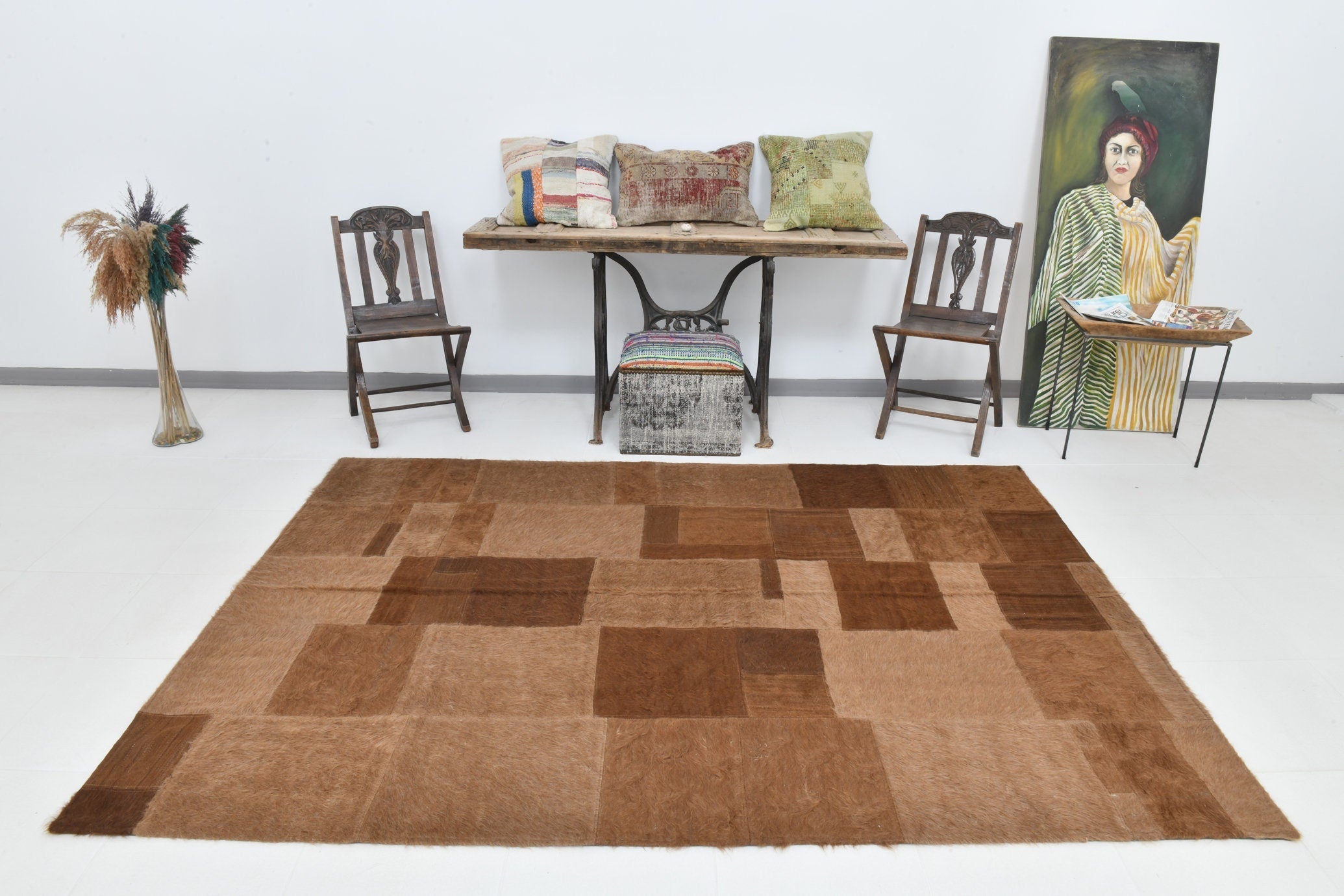 Vintage Kilim Angora Wool 5’10’’ x 8’4’’ ft