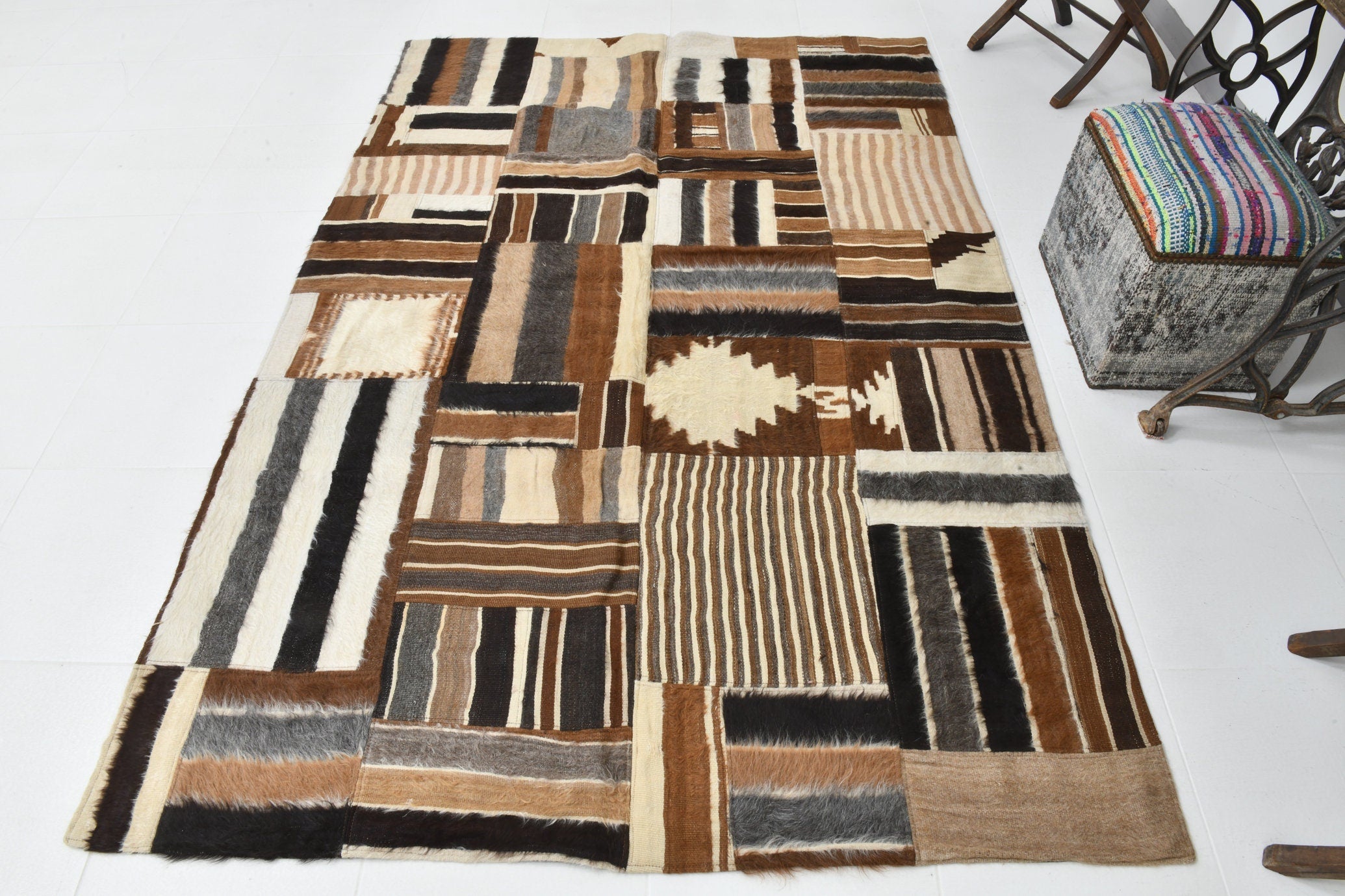 Vintage Kilim Angora Wool 5’3’’ x 7’10’’ ft