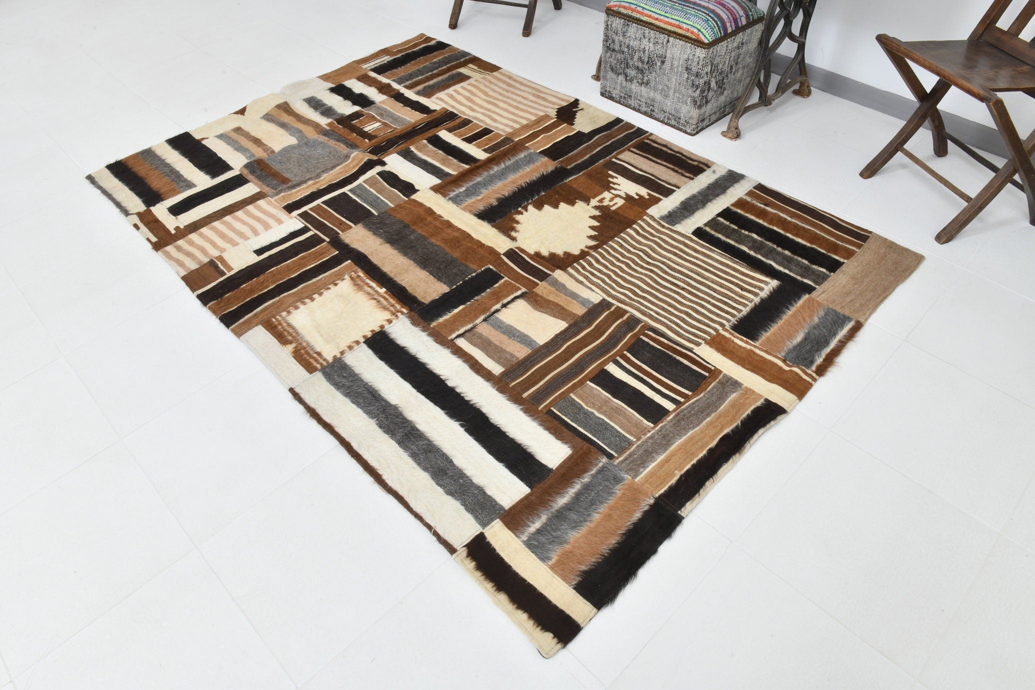 Vintage Kilim Angora Wool 5’3’’ x 7’10’’ ft