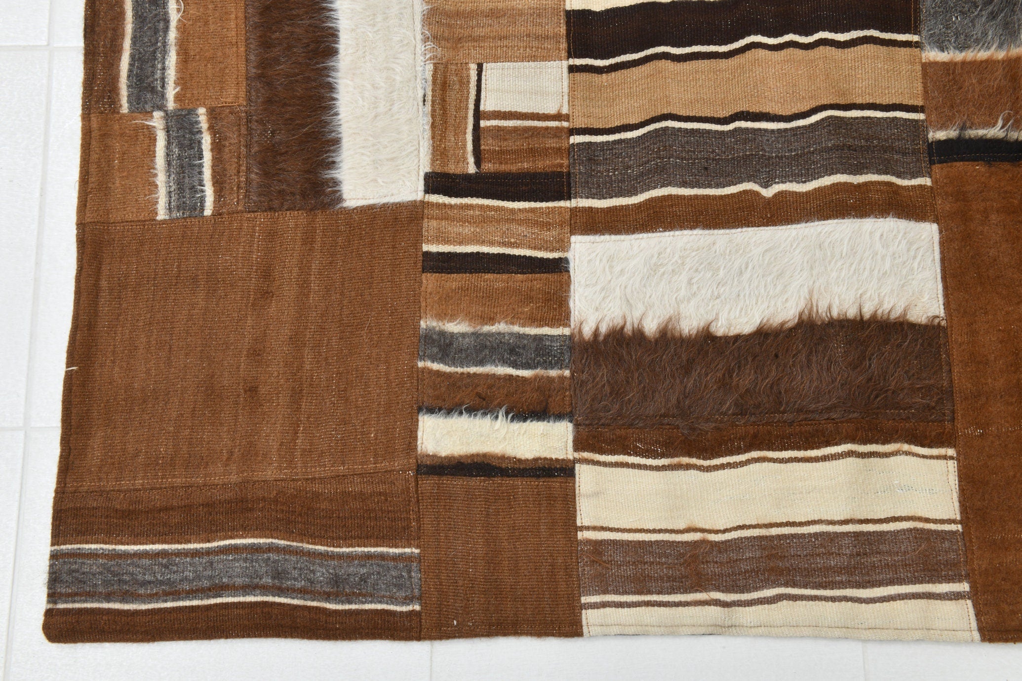 Vintage Kilim Angora Wool 6'4" x 9'9" ft
