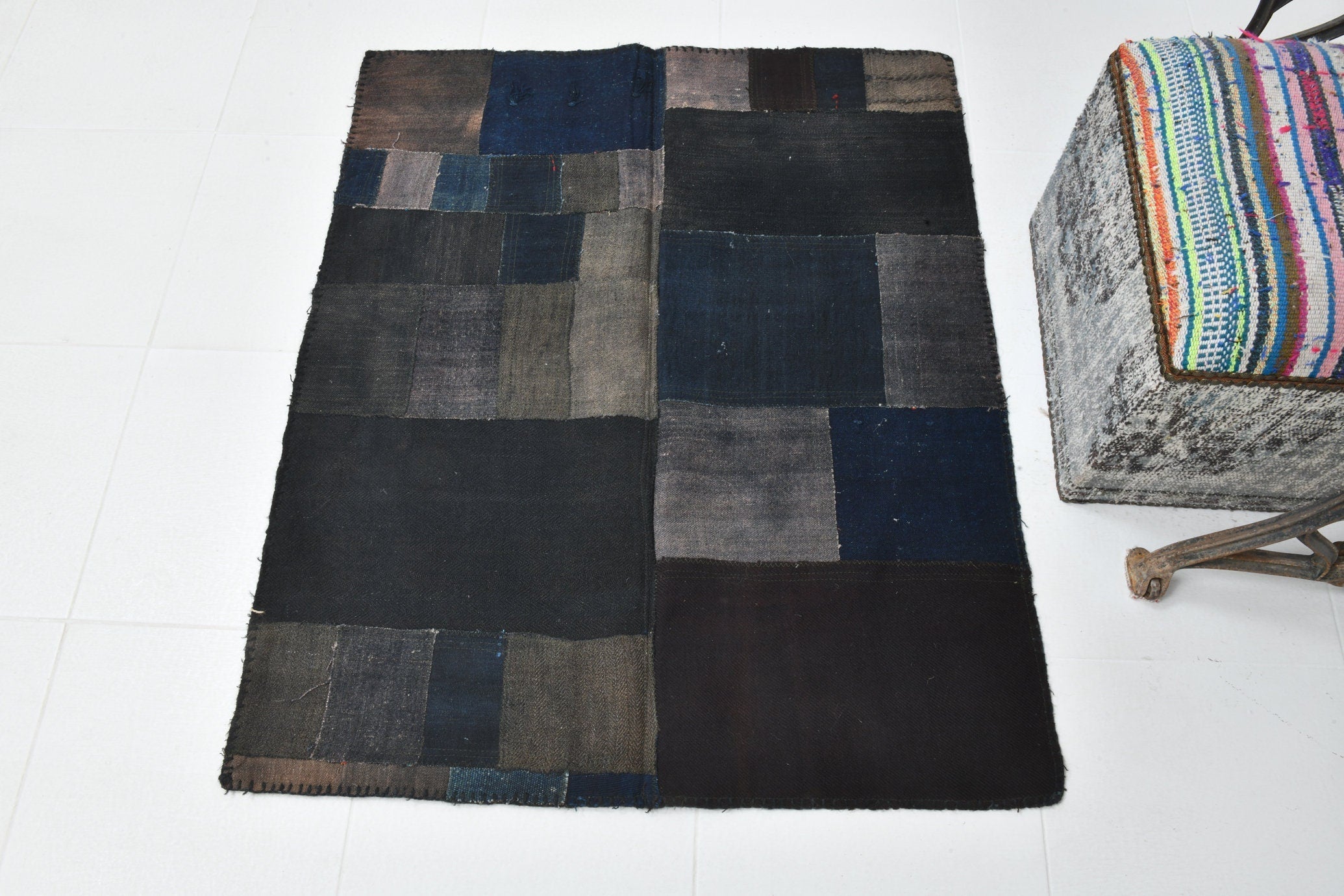 Vintage Kilim Patchwork 3'4" x 3'11" ft