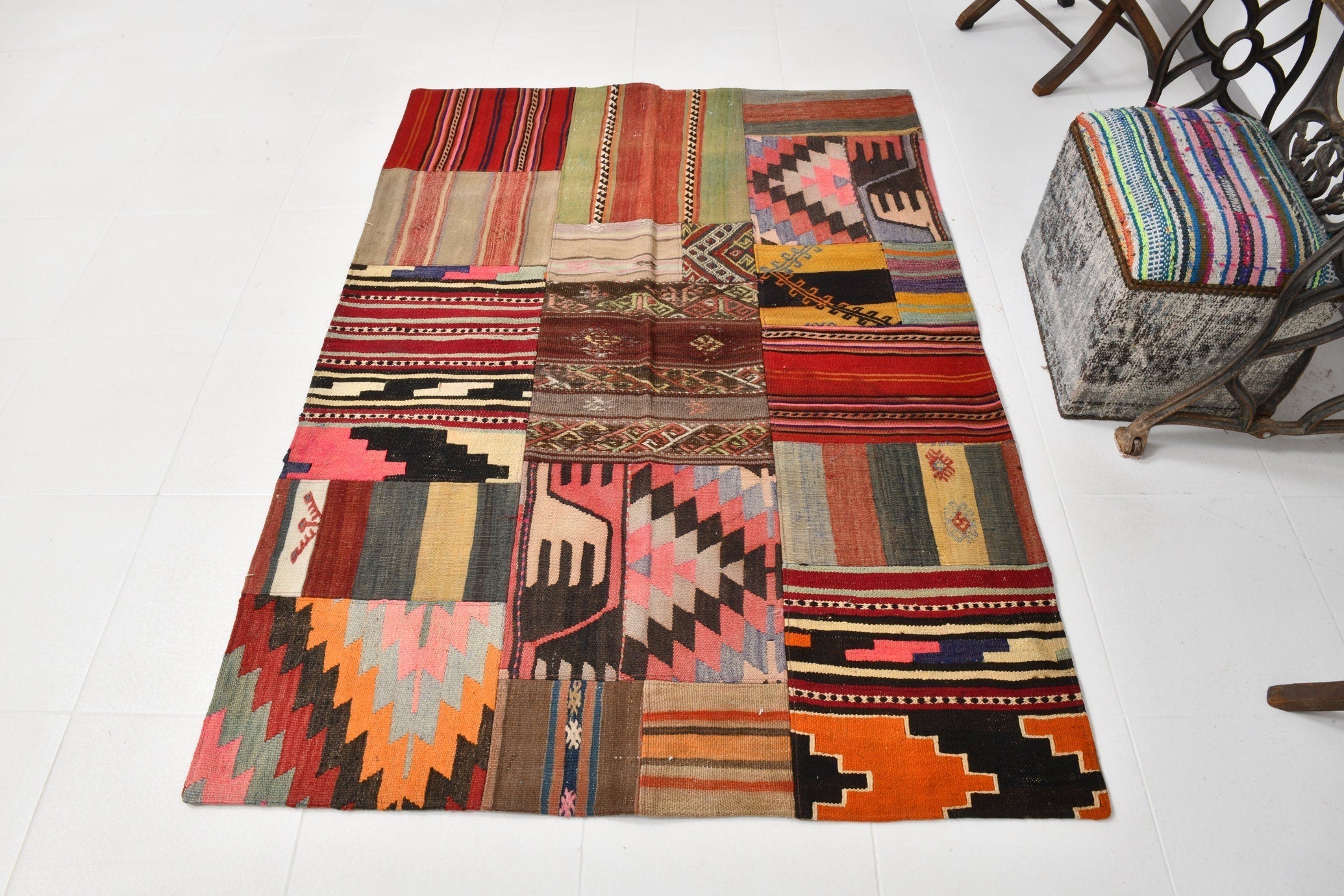 Vintage Kilim Patchwork 4’4’’ x 6’0’’ ft
