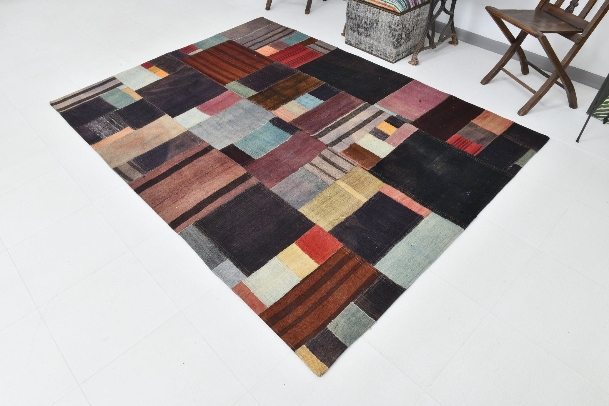 Vintage Kilim Patchwork 5’11’’ x 8’1’’ ft