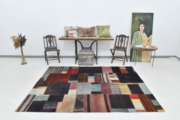 Vintage Kilim Patchwork 5’11’’ x 8’1’’ ft
