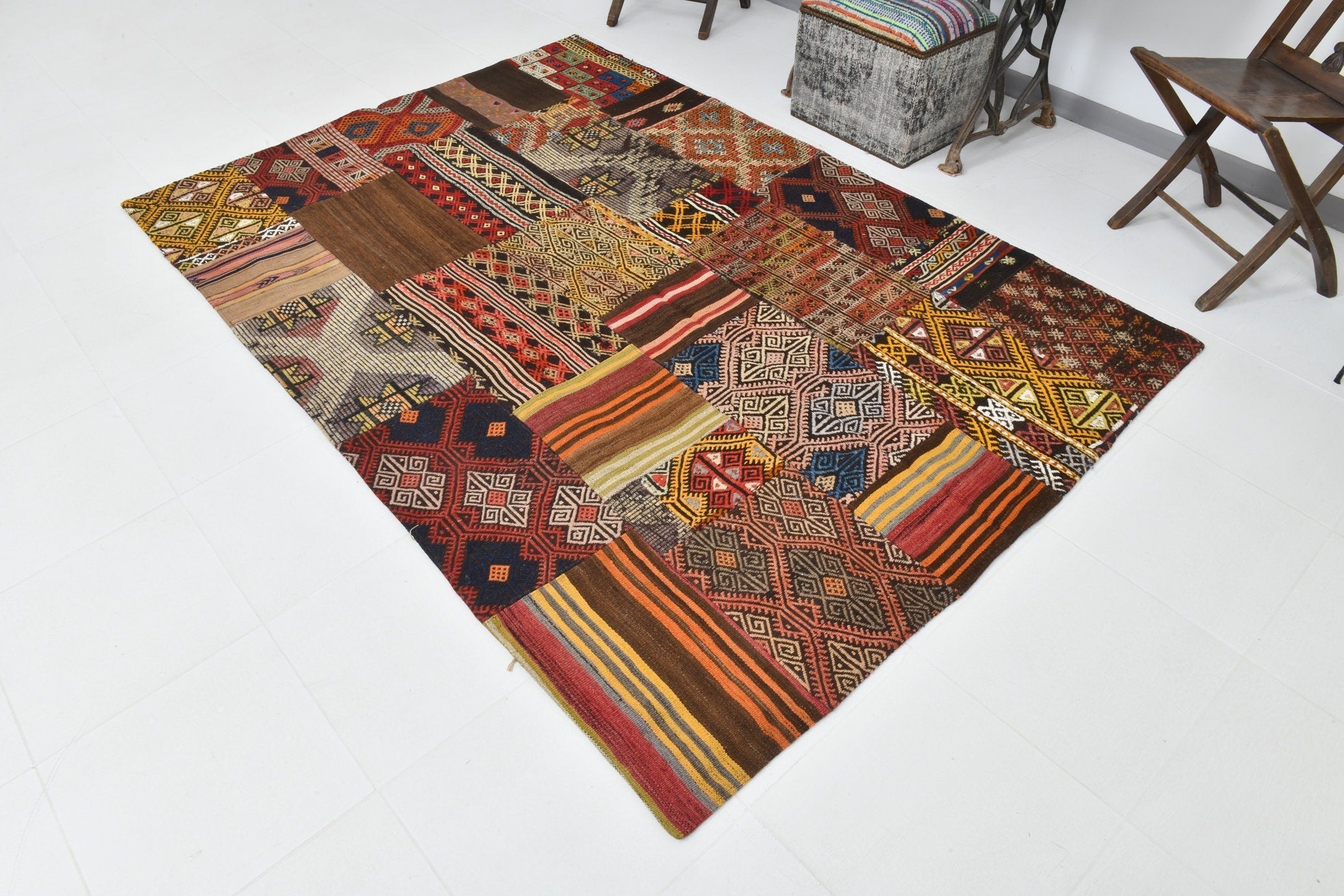 Vintage Kilim Patchwork 5’6’’ x 7’11’’ ft