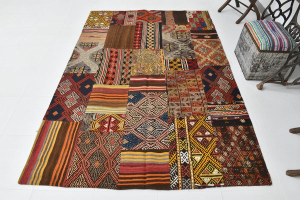 Vintage Kilim Patchwork 5’6’’ x 7’11’’ ft