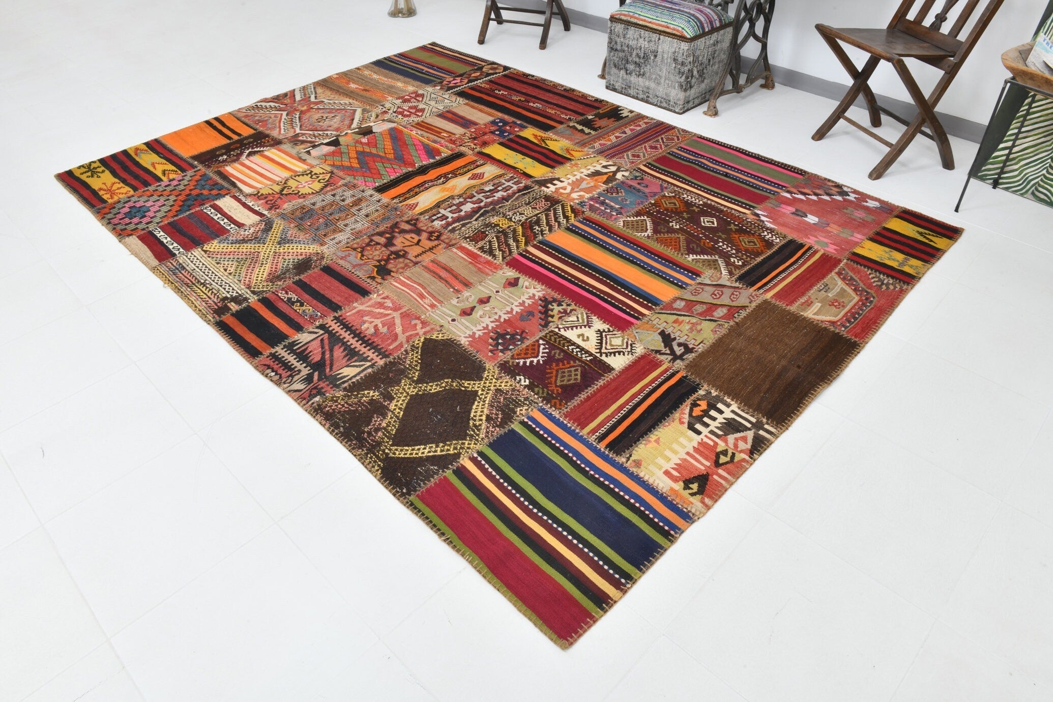Vintage Kilim Patchwork 7’0’’ x 9’10’’ ft