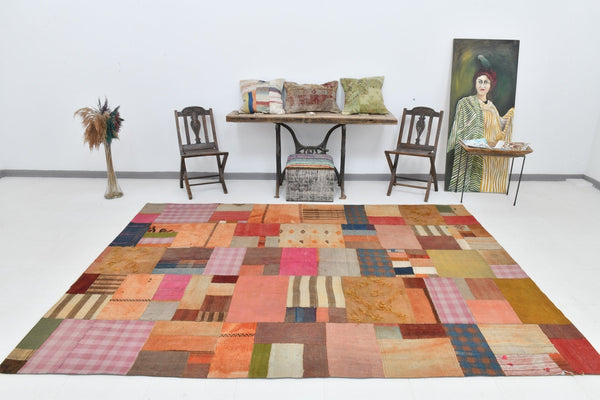 Vintage Kilim Patchwork 7'1" x 10'0" ft
