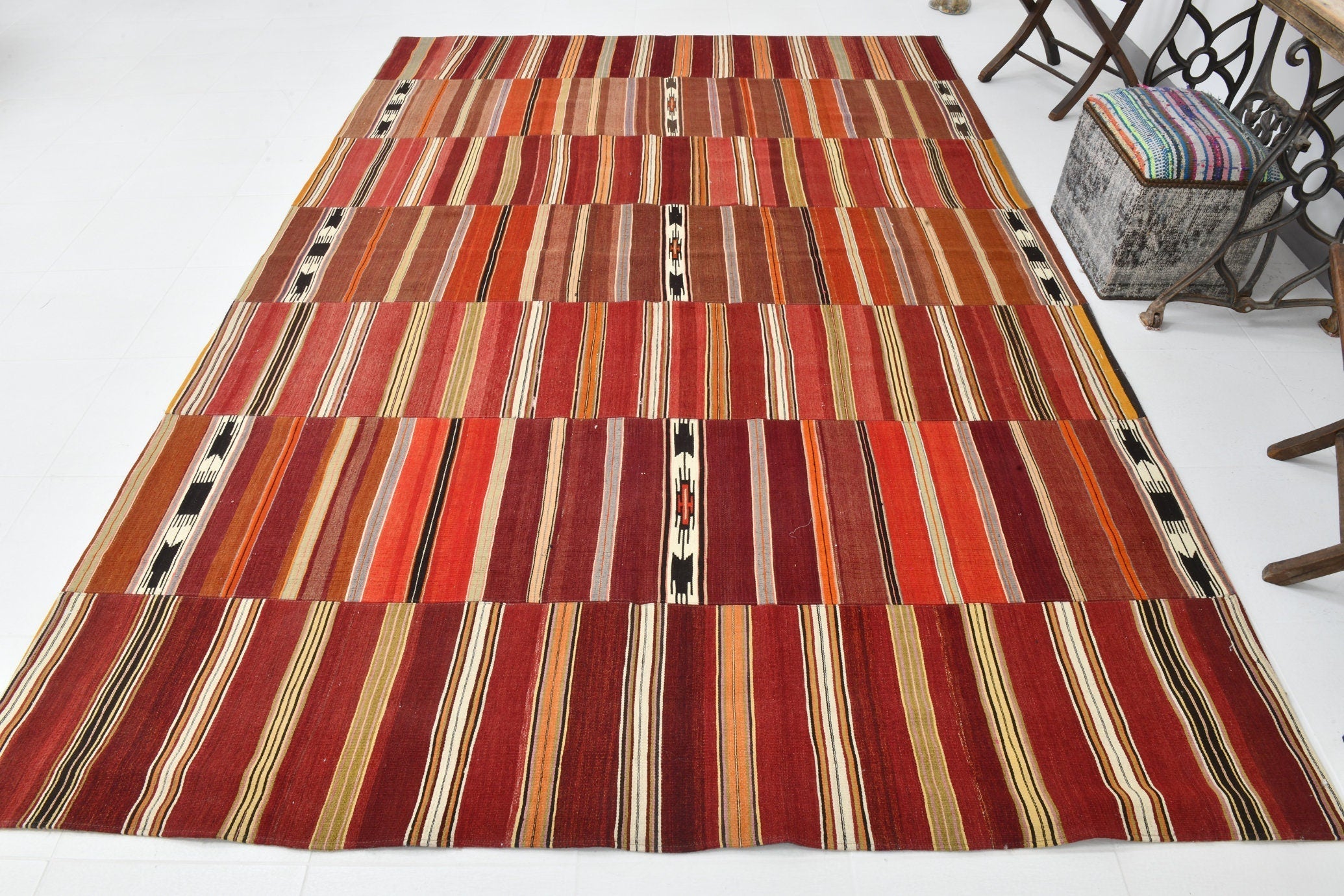 Vintage Kilim Patchwork 7'4" x 10'10" ft