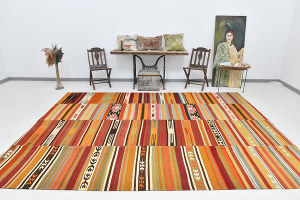 Vintage Kilim Patchwork 8'6" x 11'10" ft