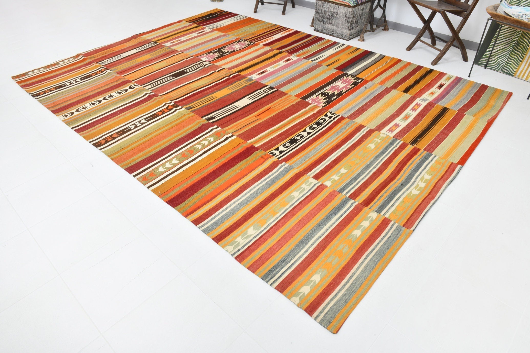 Vintage Kilim Patchwork 8'6" x 11'10" ft