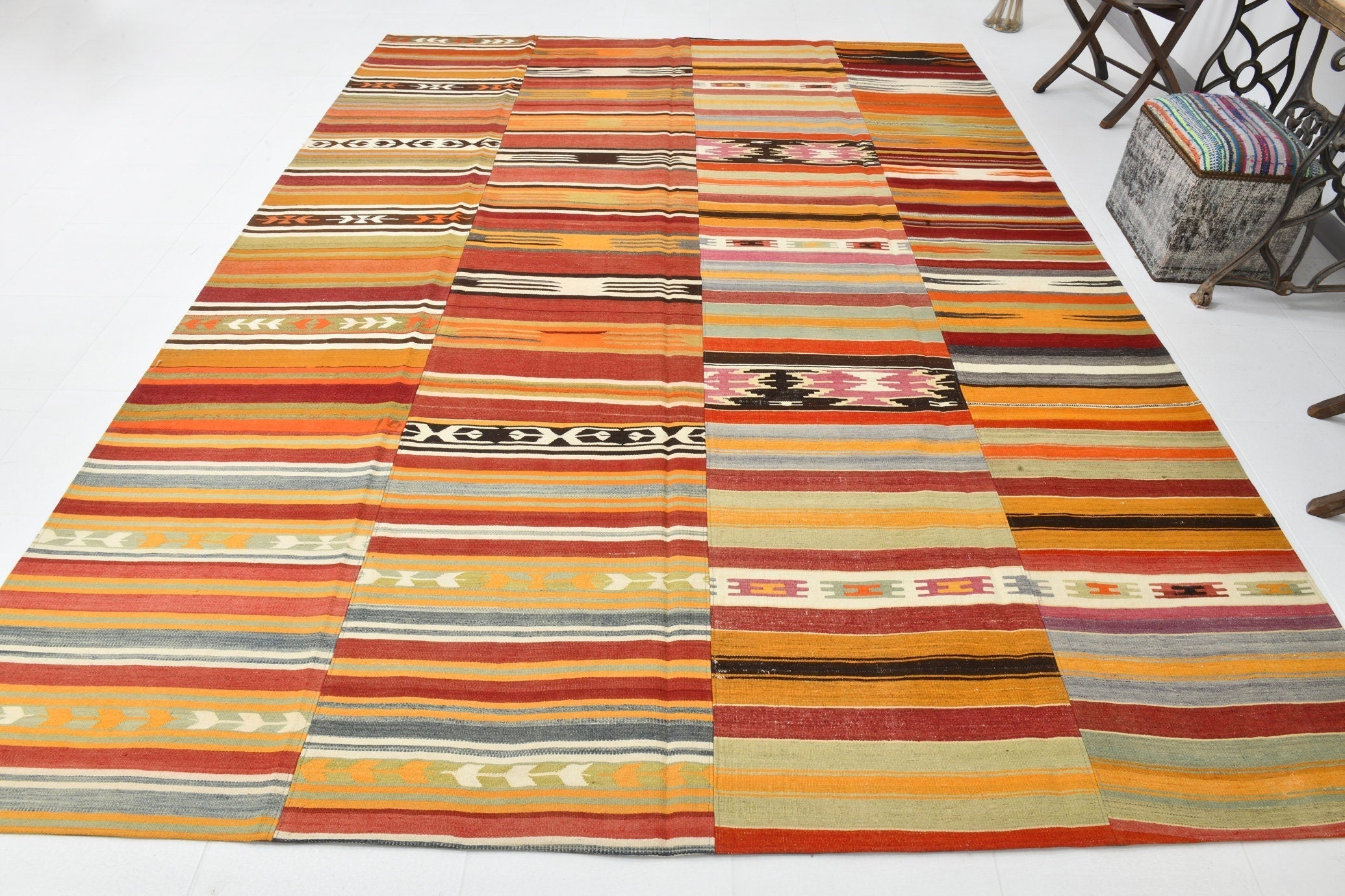 Vintage Kilim Patchwork 8'6" x 11'10" ft