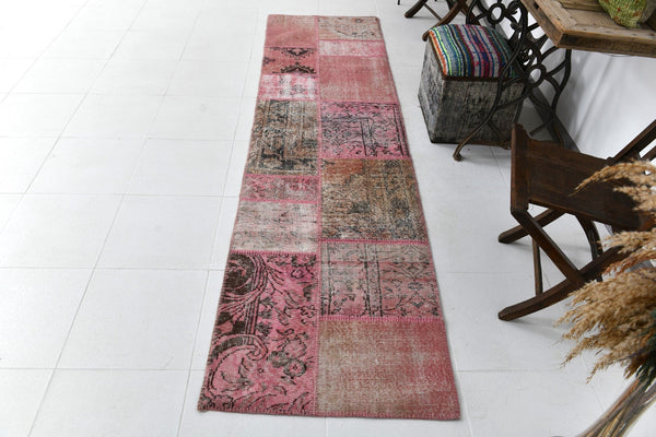 Vintage Patchwork Rug 2'5" x 9'4" ft