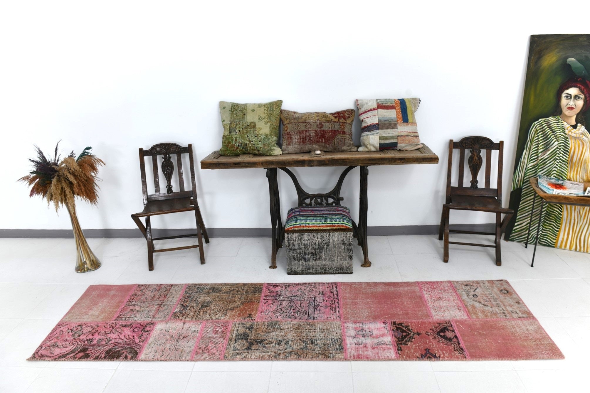 Vintage Patchwork Rug 2'5" x 9'4" ft
