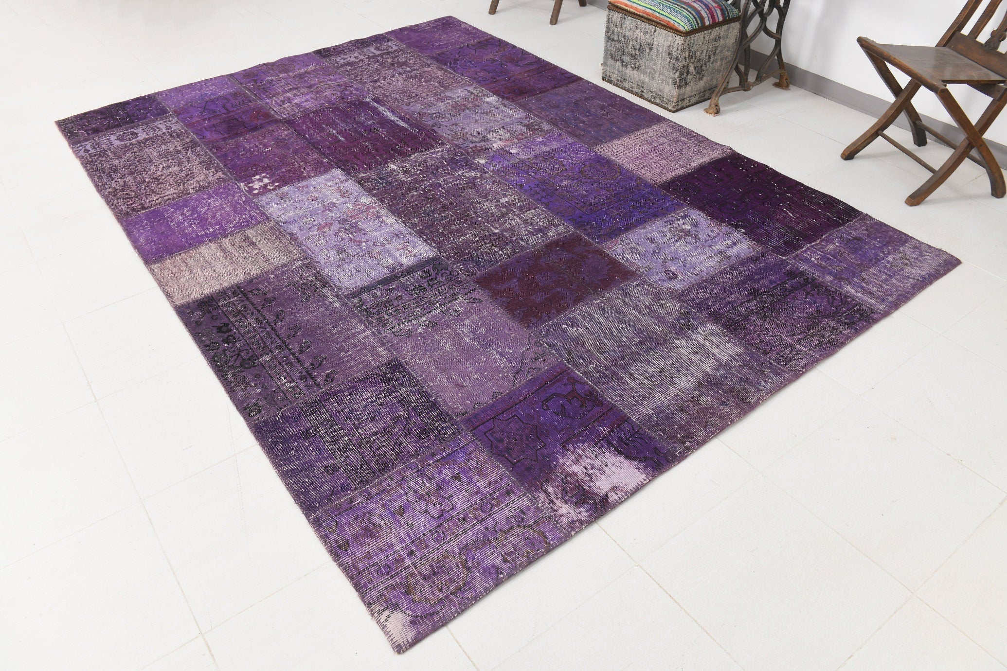 Vintage Patchwork Rug 6'11" x 9'10" ft