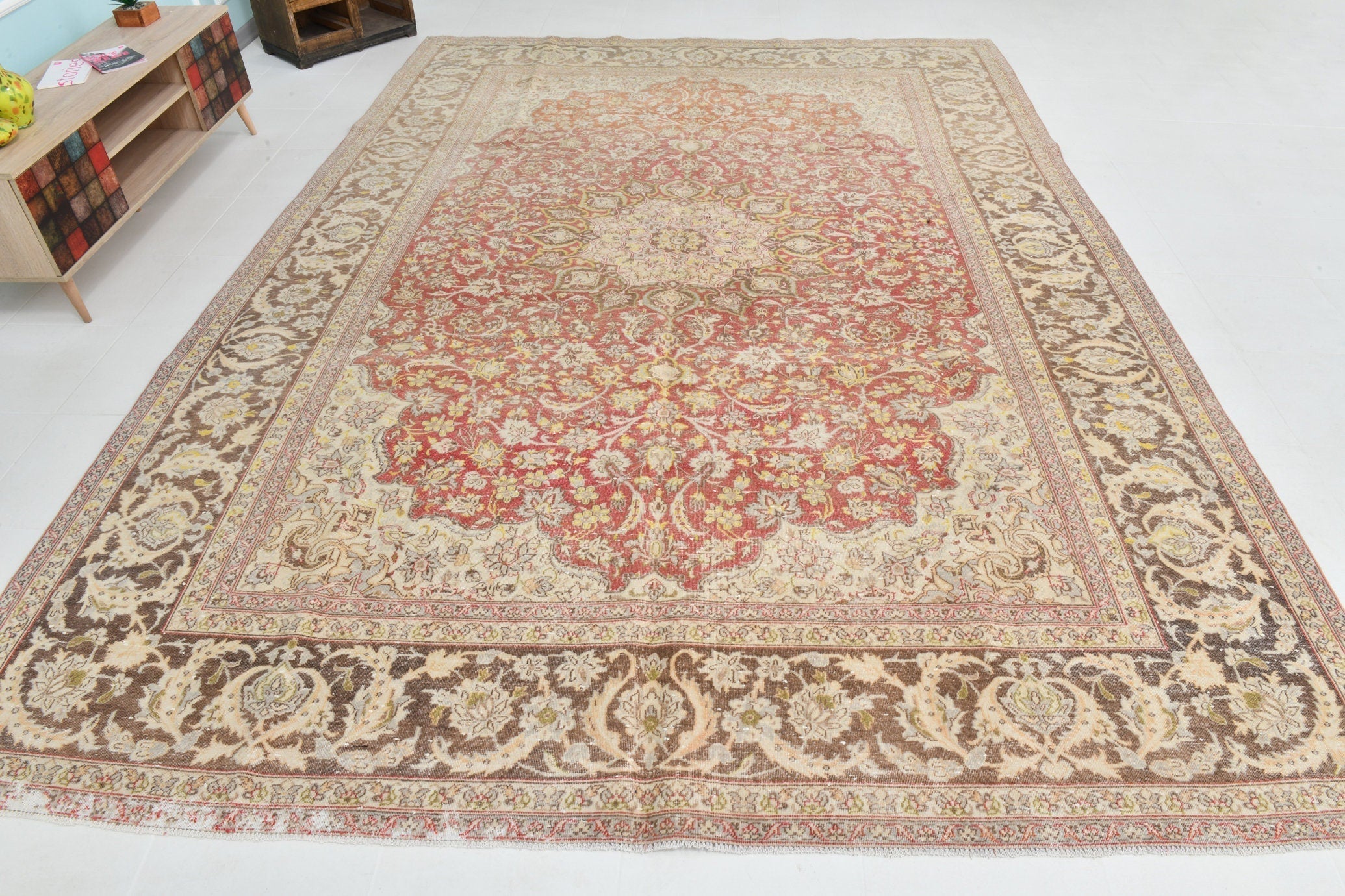 Vintage Persian Style Rug 9’5’’ x 12’10’’ Brown Red