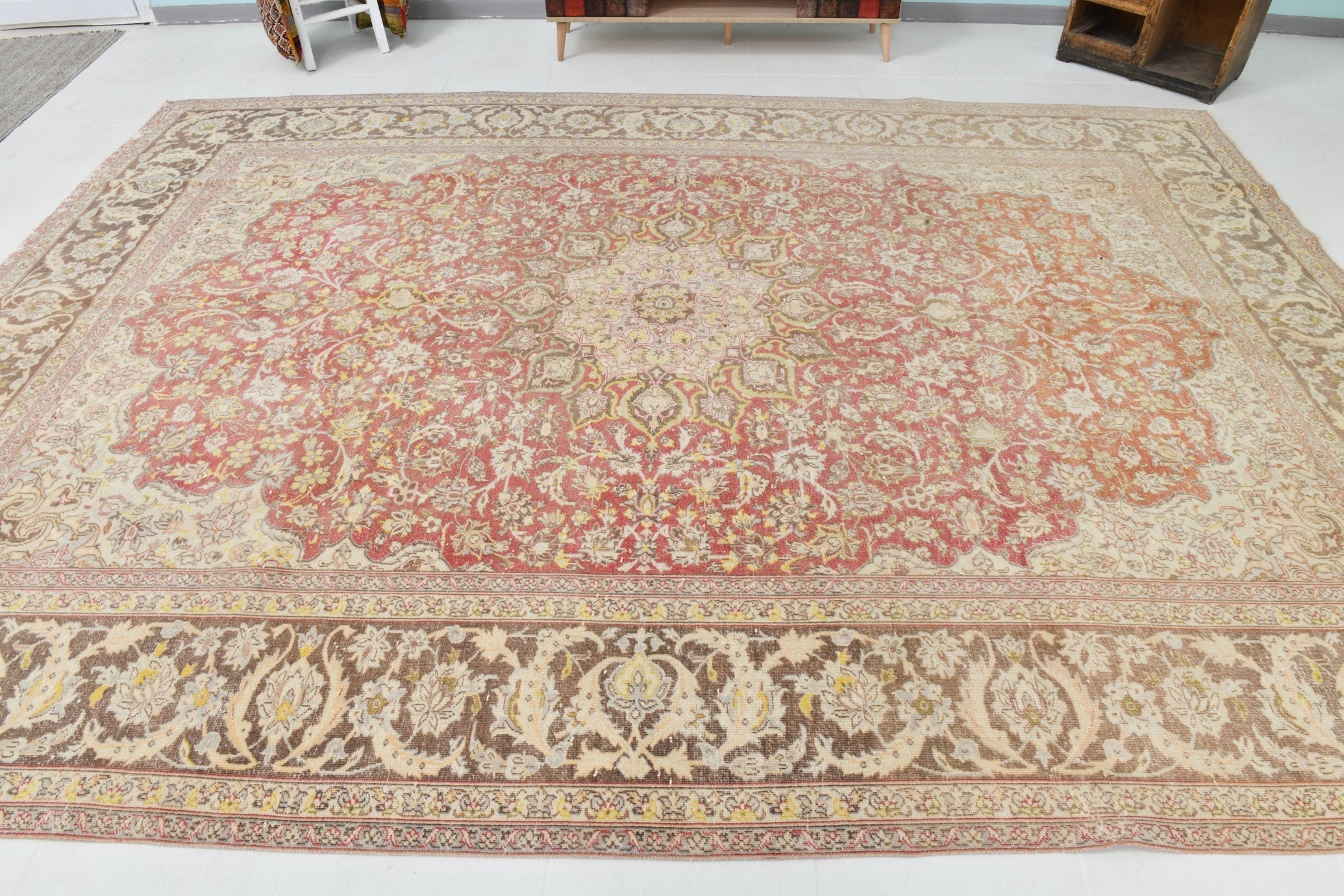 Vintage Persian Style Rug 9’5’’ x 12’10’’ Brown Red