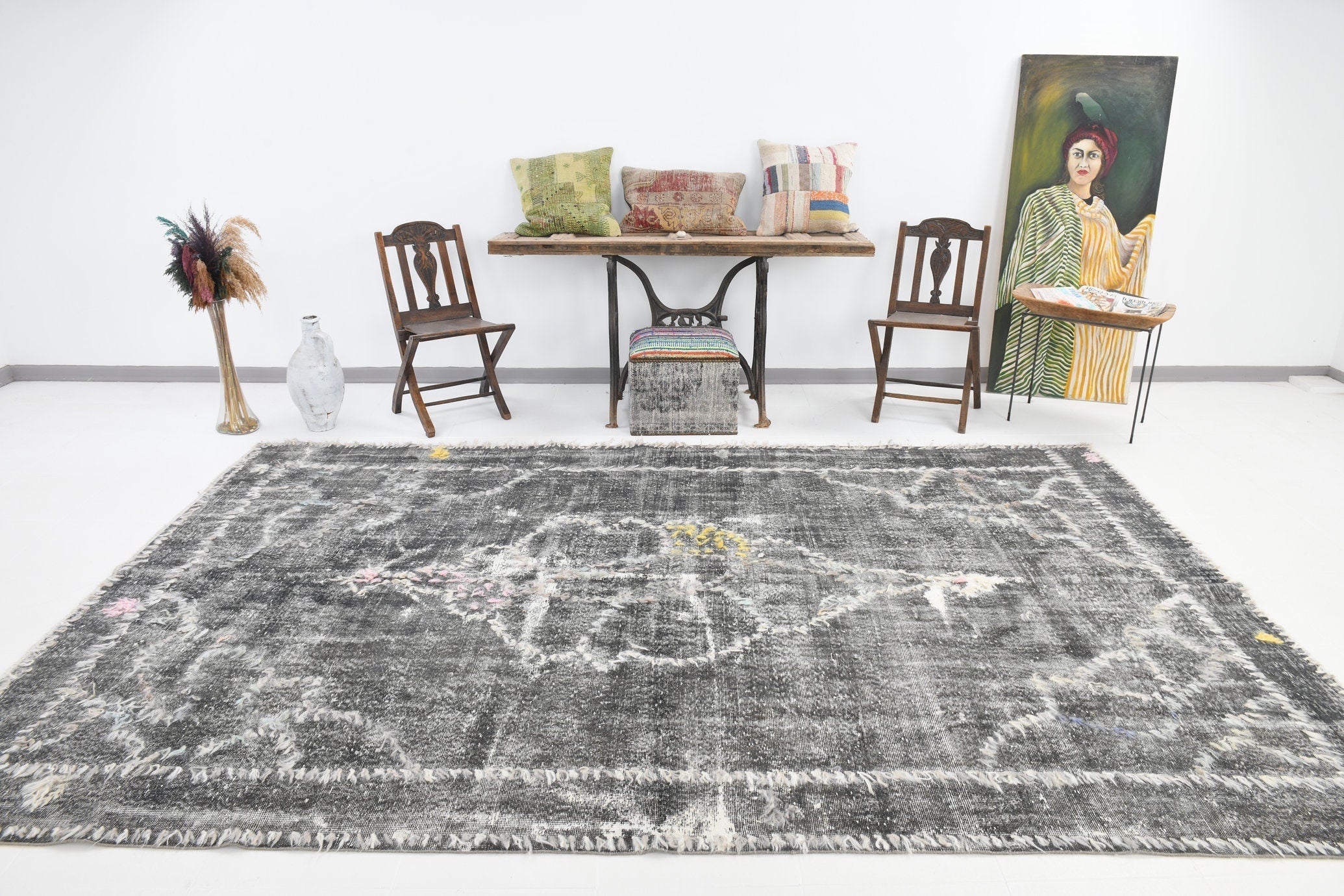 Vintage Rug Pompom 7'3" x 11'7" ft