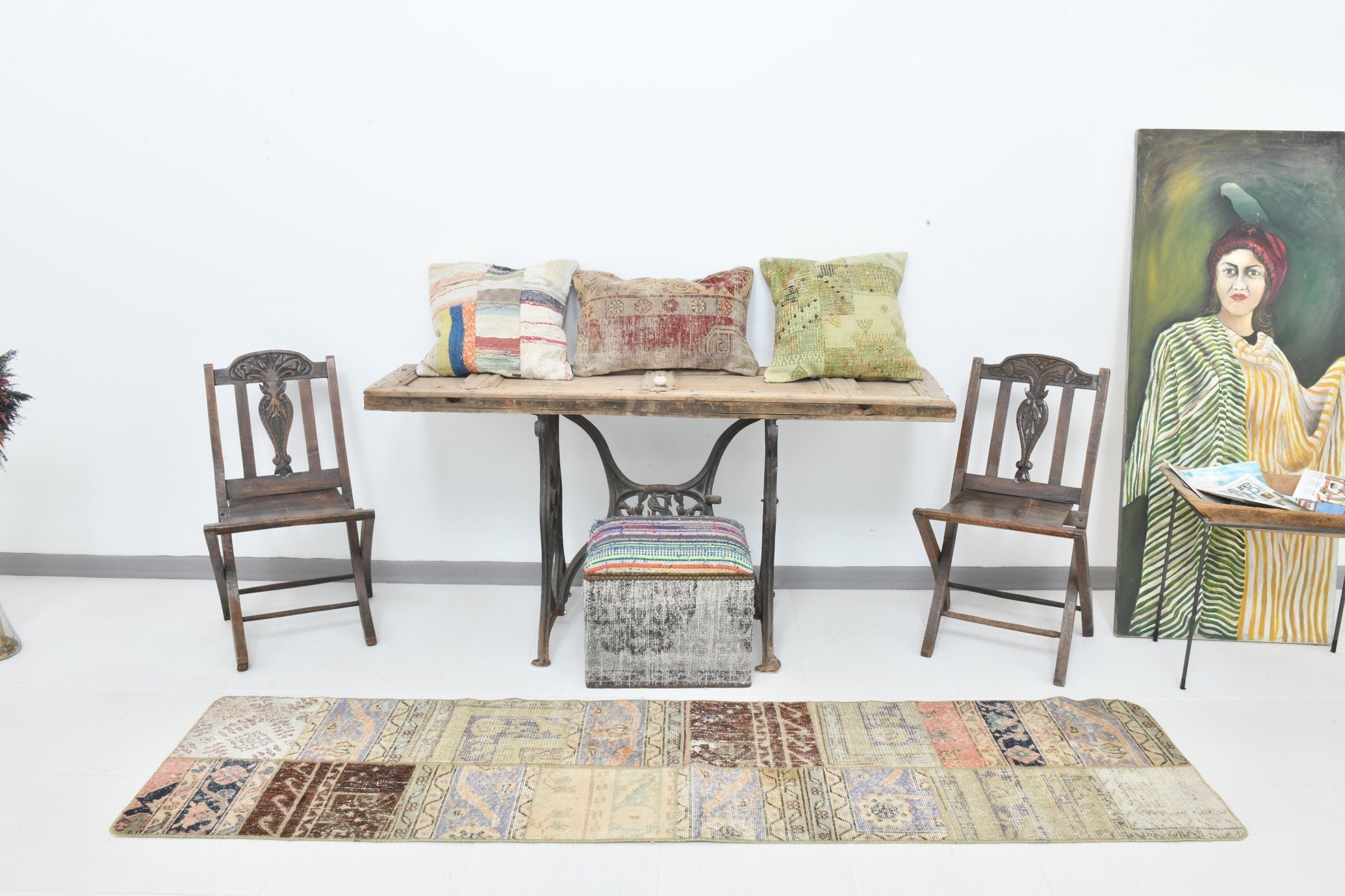 Vintage Runner Rug 1'12" x 8'4" ft