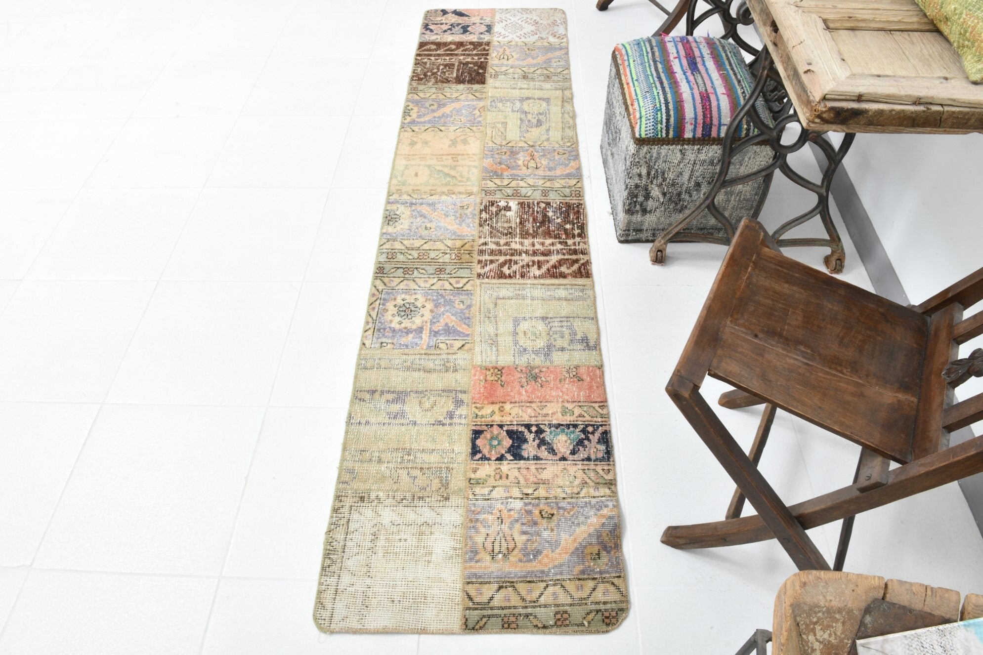 Vintage Runner Rug 1'12" x 8'4" ft